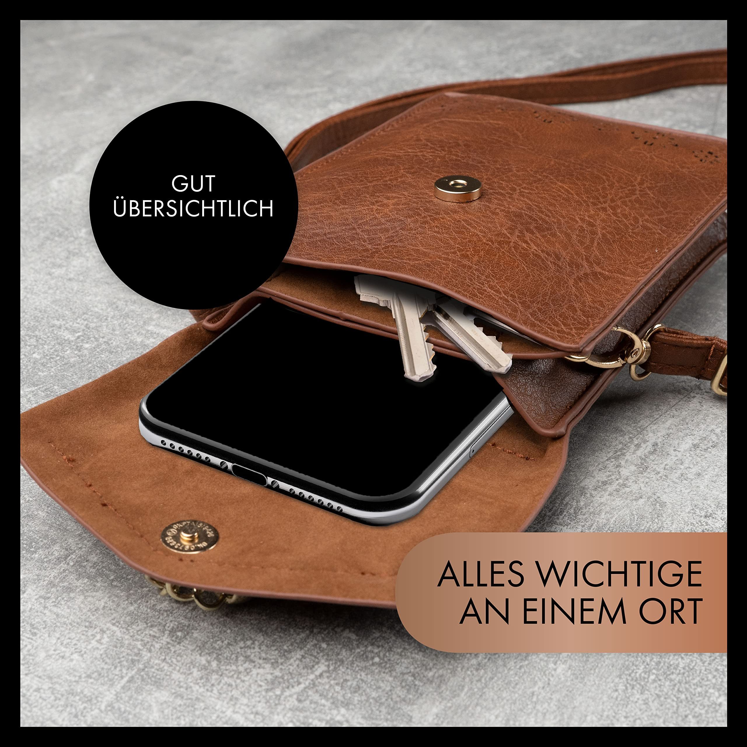 XiRRiX Handytasche Handy Tasche Damen zum Umhängen - Umhängetasche aus Lederimitat (1-tlg., kompatibel mit Apple Iphone), in wunderschönem Design – Bild 5 von 5