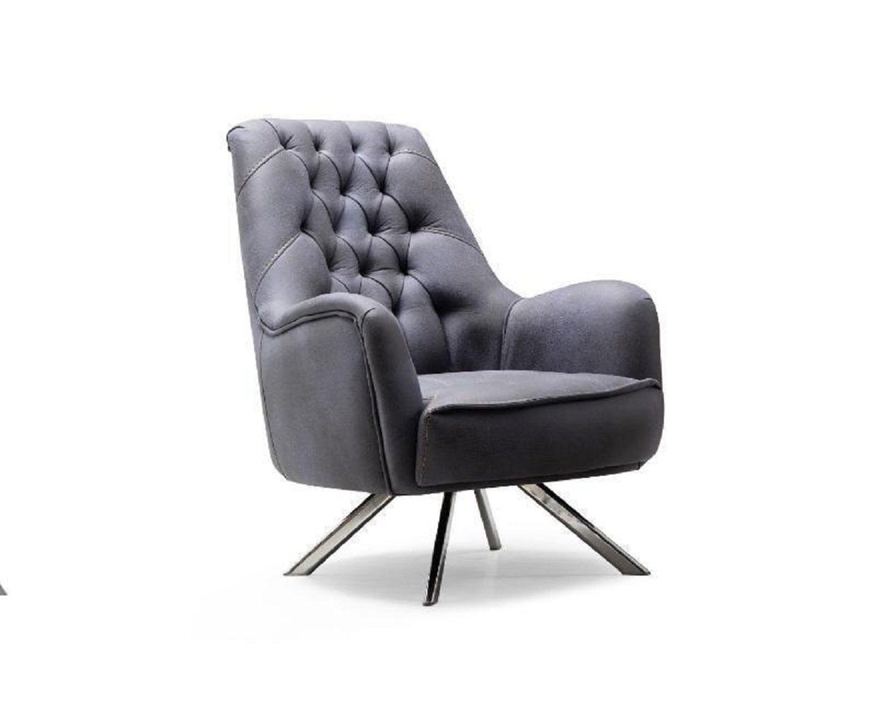 JVmoebel Sessel Sessel Design Couch Sofa Relax Textil Polster Sitzer Luxus Grau Neu (1-St., 1x Sessel), Made in Europa
