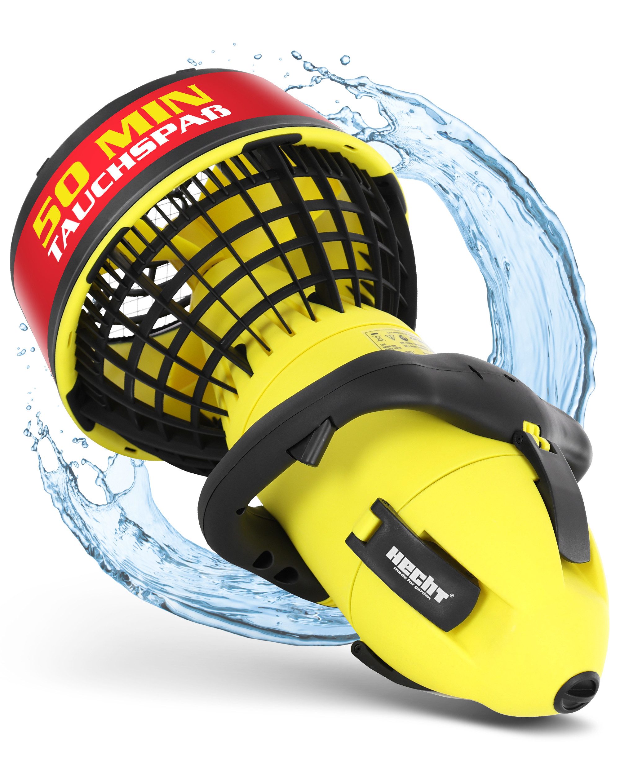 Hecht Schwimmhilfe Wasserscooter bis 5,2 km/h Unterwasser, 24 V Akku mit Ladegerät, 500 W, 10 m Tauchtiefe, 30 - 50 min Laufzeit