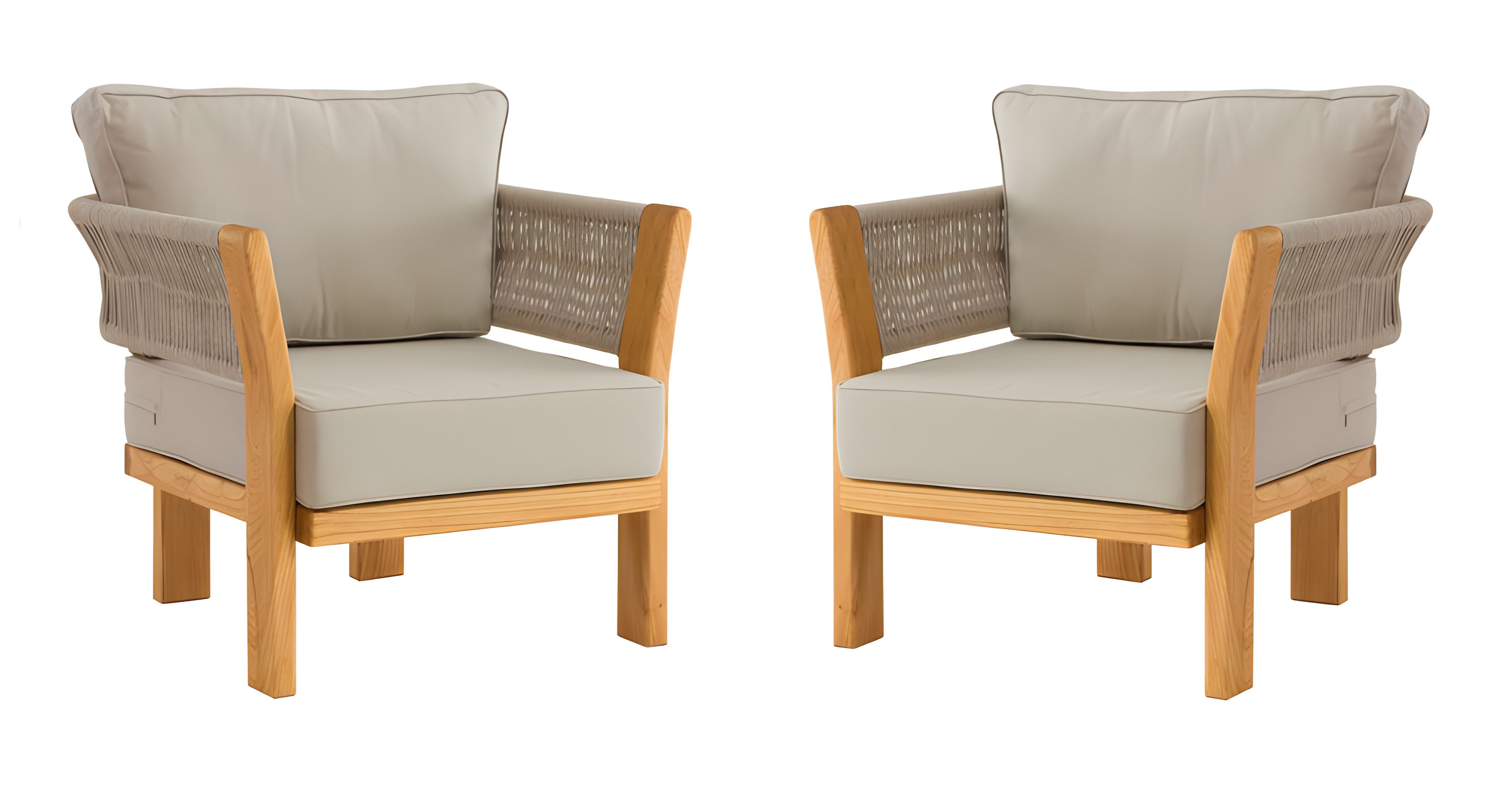 Sessel Beige Stoff- und Holzsessel im modernen Design