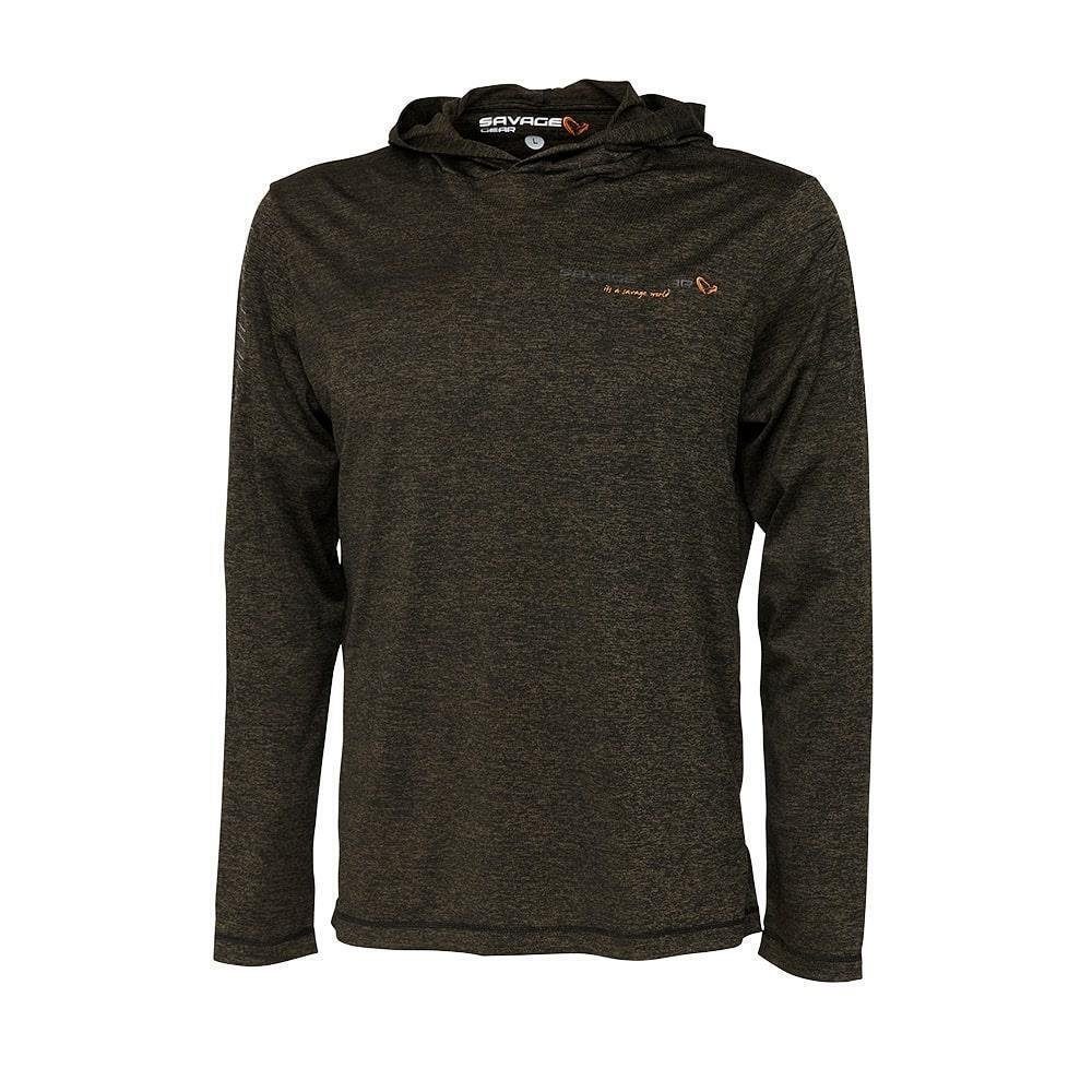 Savage Gear Kapuzenpullover Fighter Stretch Hoodie Gr. S-XXL Burnt Olive Melange Pullover