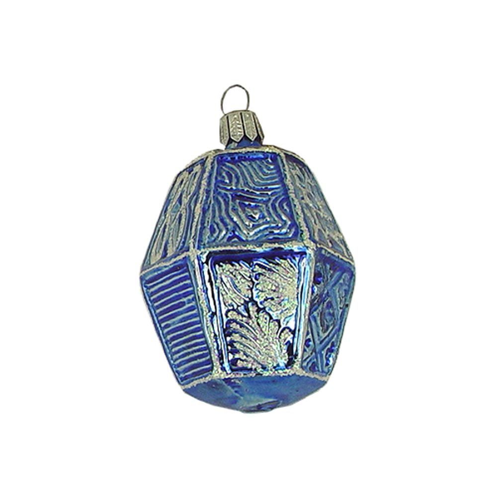 Haberland Glasschmuck Lauscha Christbaumschmuck Großer Lampion blau 7 cm Lauschaer Glas