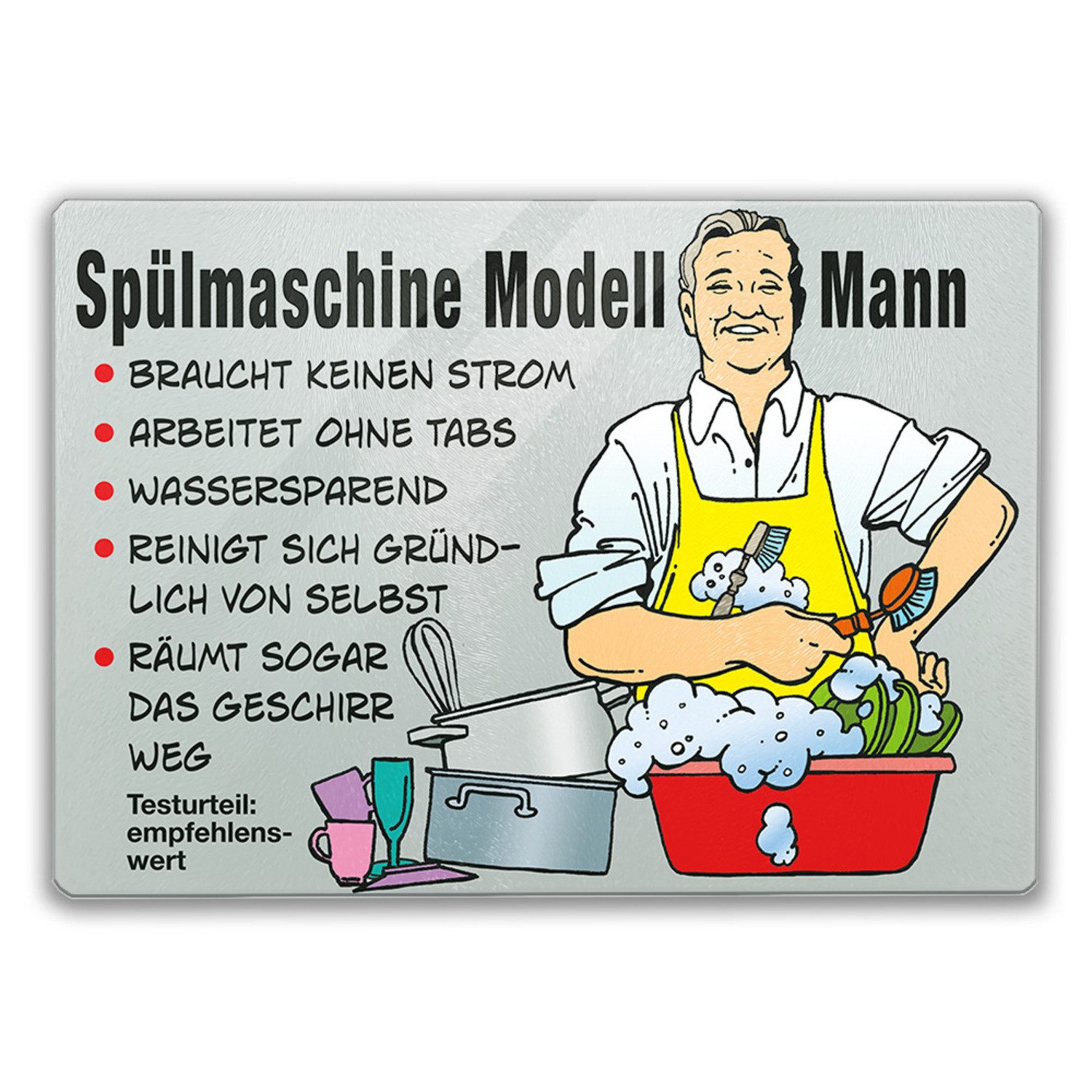 Schneidebrett Hausmann Schneidebrett aus Glas Glas mit Spruch Spülmaschine Mann