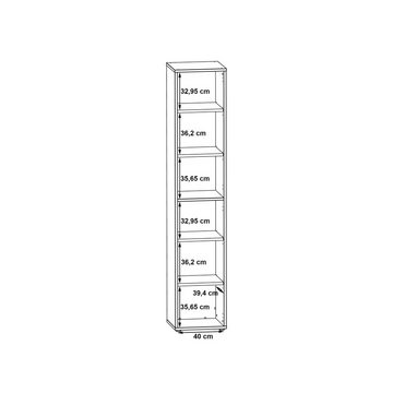 freiraum Standregal KEFLAVIK, in Weiss / Uni Wolfram Grau - 44,8x226,5x41,5cm (BxHxT)