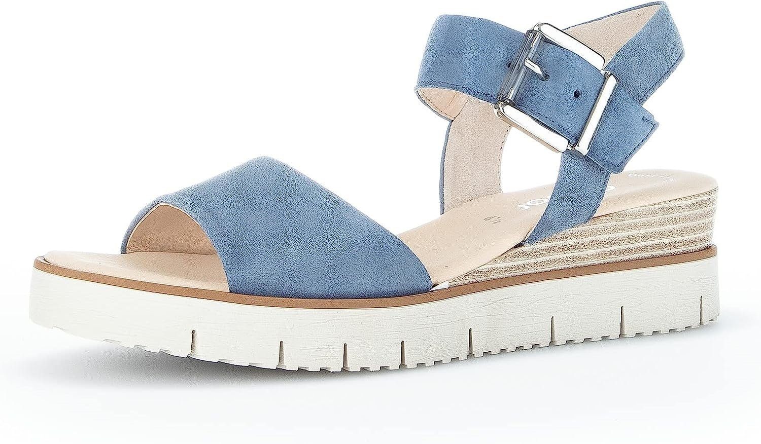 mit / der Gabor Blau Schnalle Klettverschluss 16) Keilsandalette unter (nautic