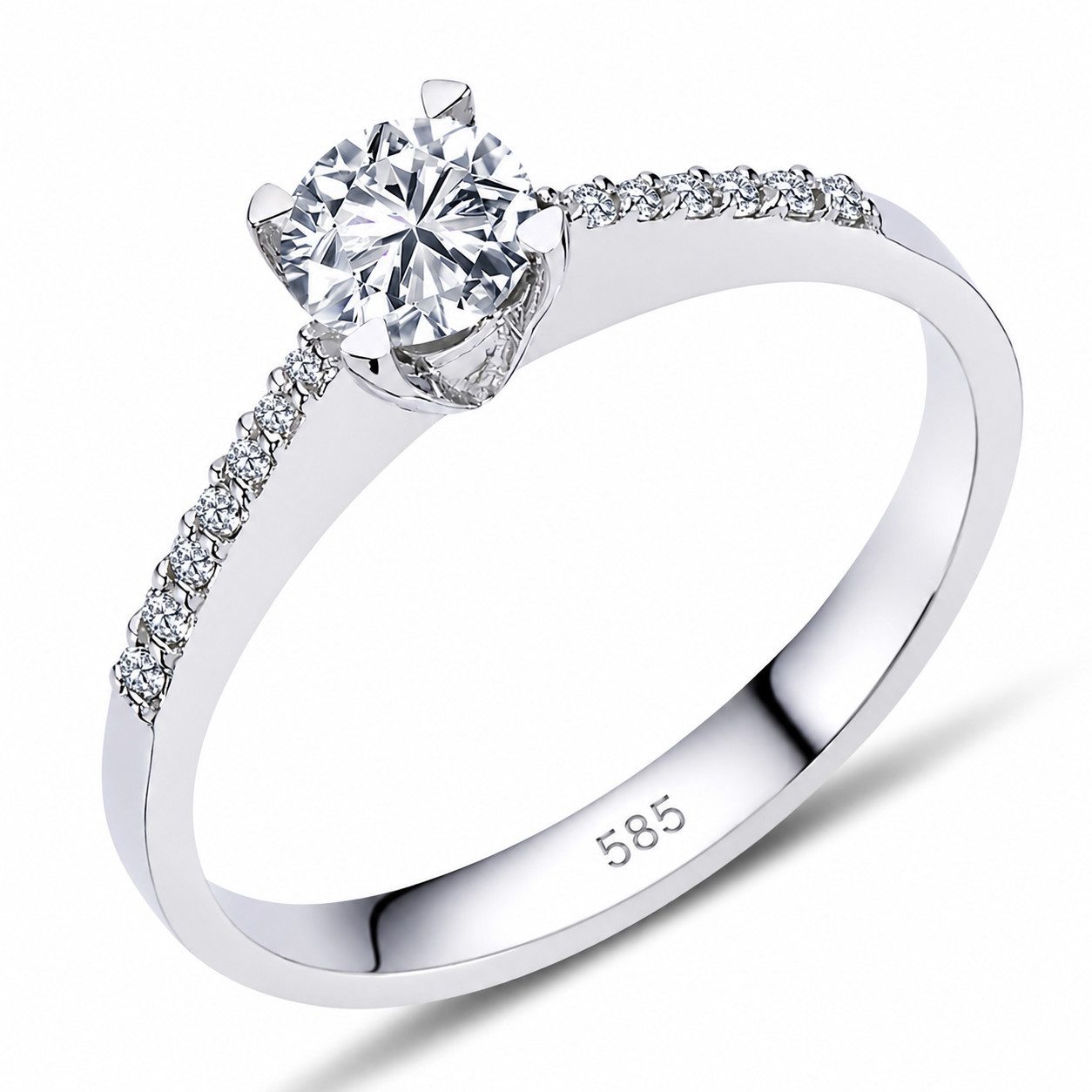 EinStein Diamant Diamantring 0,50 Carat Diamant Solitär Ring Antragsring 14 Karat Weißgold