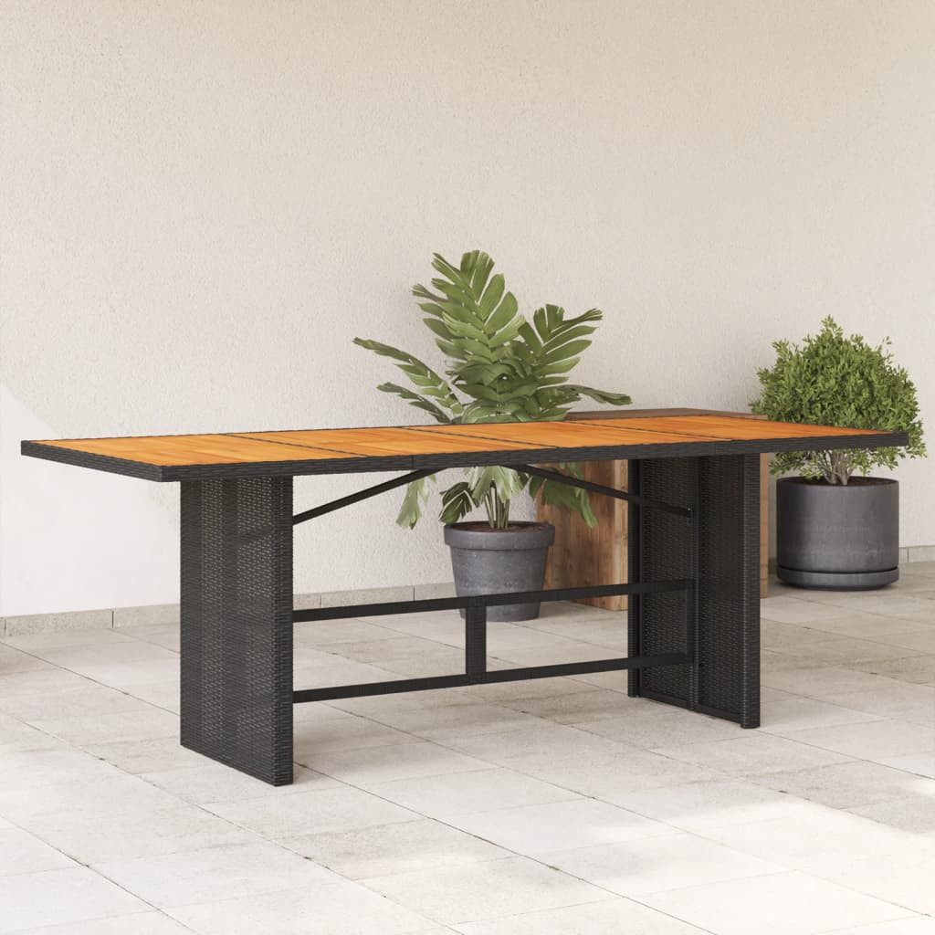 furnicato Gartentisch Echtholz 190 x 80 x 75 cm Schwarz (1-St), Witterungsbeständiger Outdoor-Tisch mit stabilem Stahlrahmen