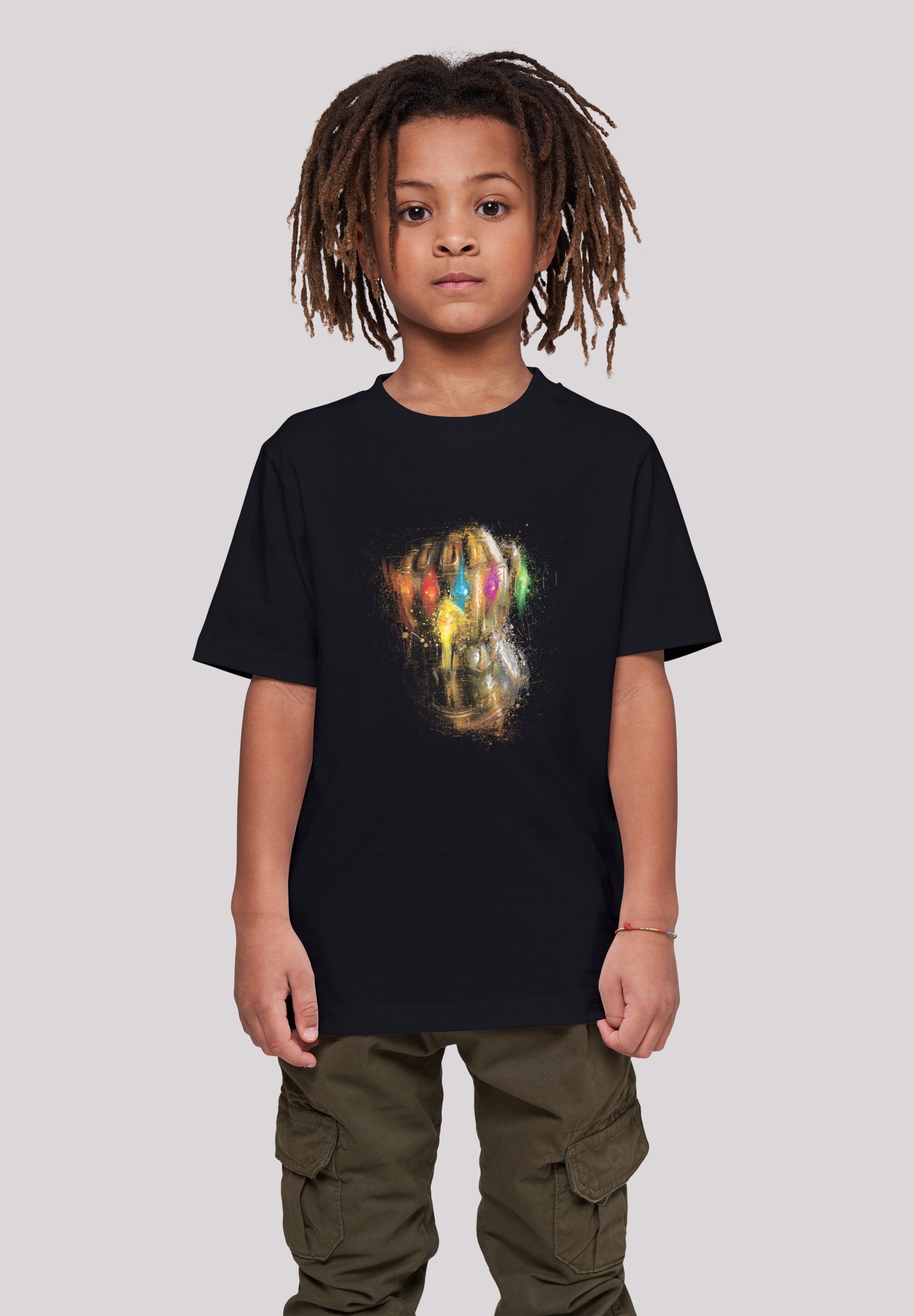 Kinder,Premium schwarz F4NT4STIC Splatter Unisex Merch,Jungen,Mädchen,Logo Gauntlet Marvel T-Shirt Endgame Print Infinity Avengers