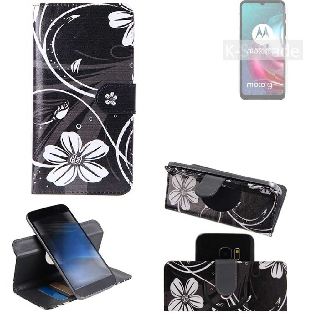 K-S-Trade Handyhülle für Motorola Moto G30, Schutzhülle Handyhülle Hülle 360° Wallet Case ''Flowers''