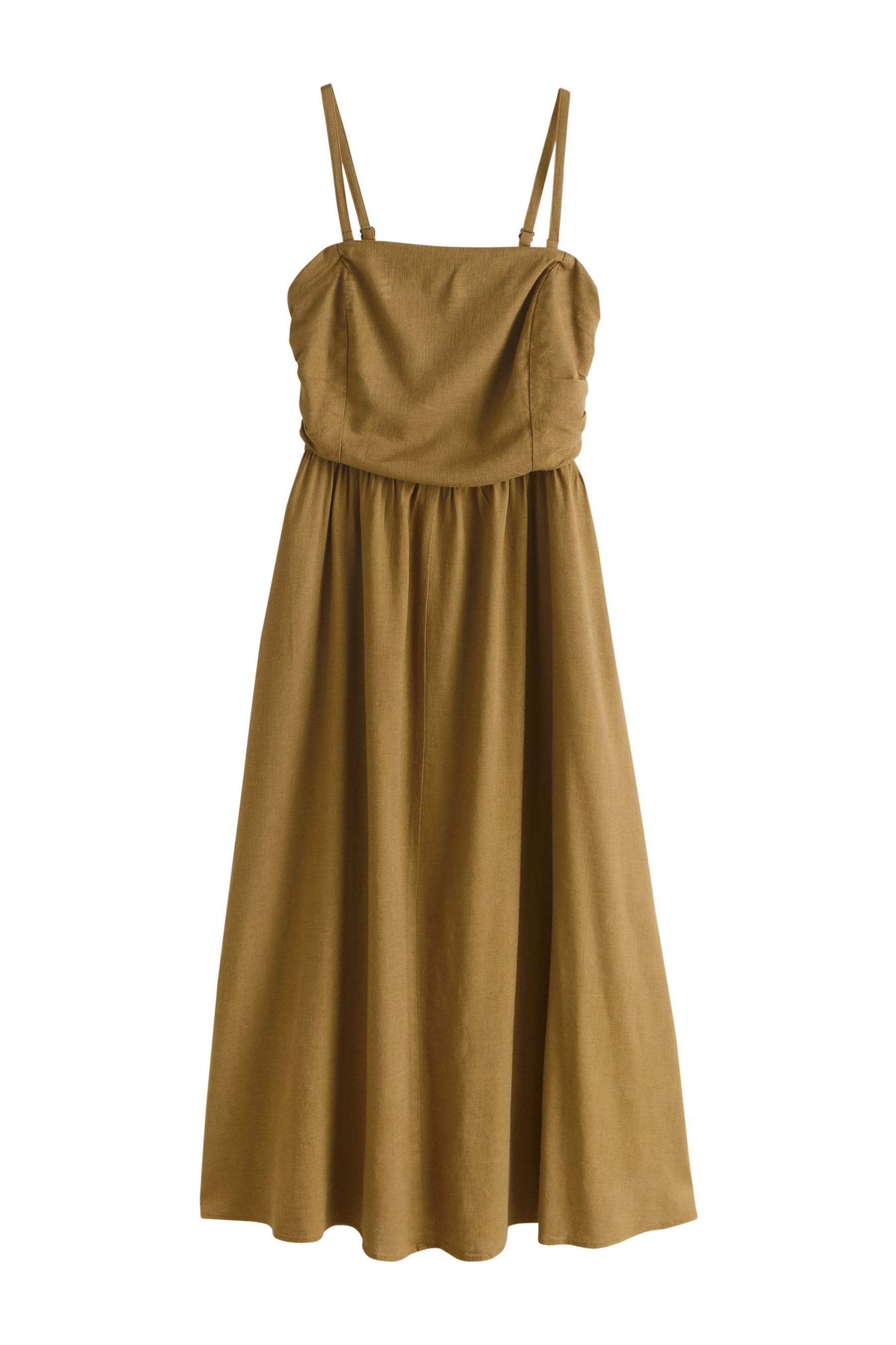 Next Midikleid Bandeau-Midikleid mit Raffung und Leinen (1-tlg) günstig online kaufen