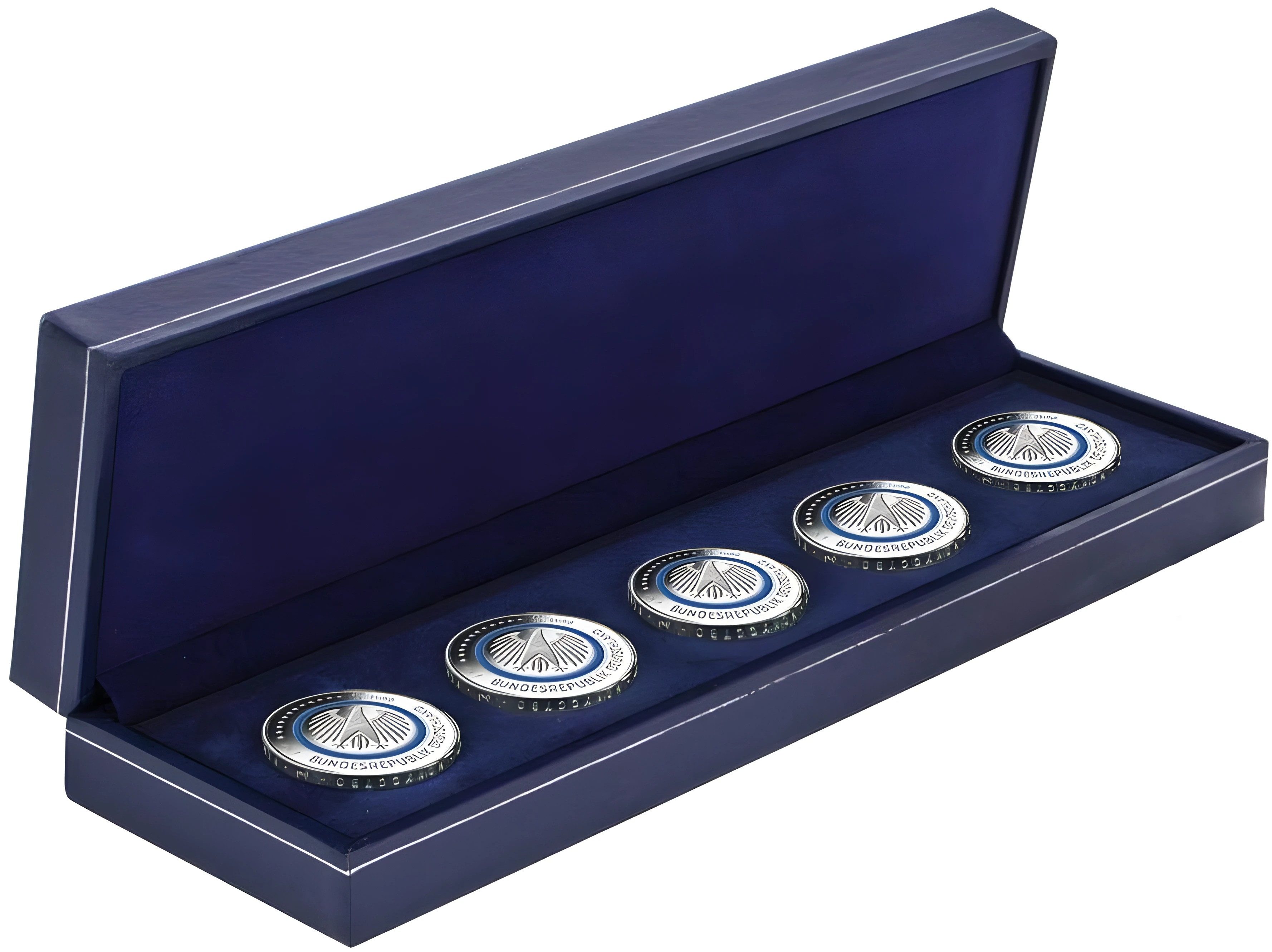 Safe-Album Münzetui Münz-Etui für 5 Münzen bis zu 55 mm mit Hartschaumeinlage I SAFE, Münzen, bzw. Kapseln eindrücken - fertig !