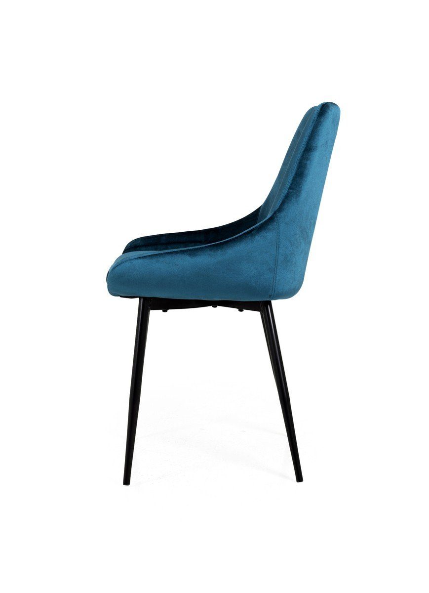 KAWOLA Esszimmerstuhl LEILA, Stuhl Velour midnight blue