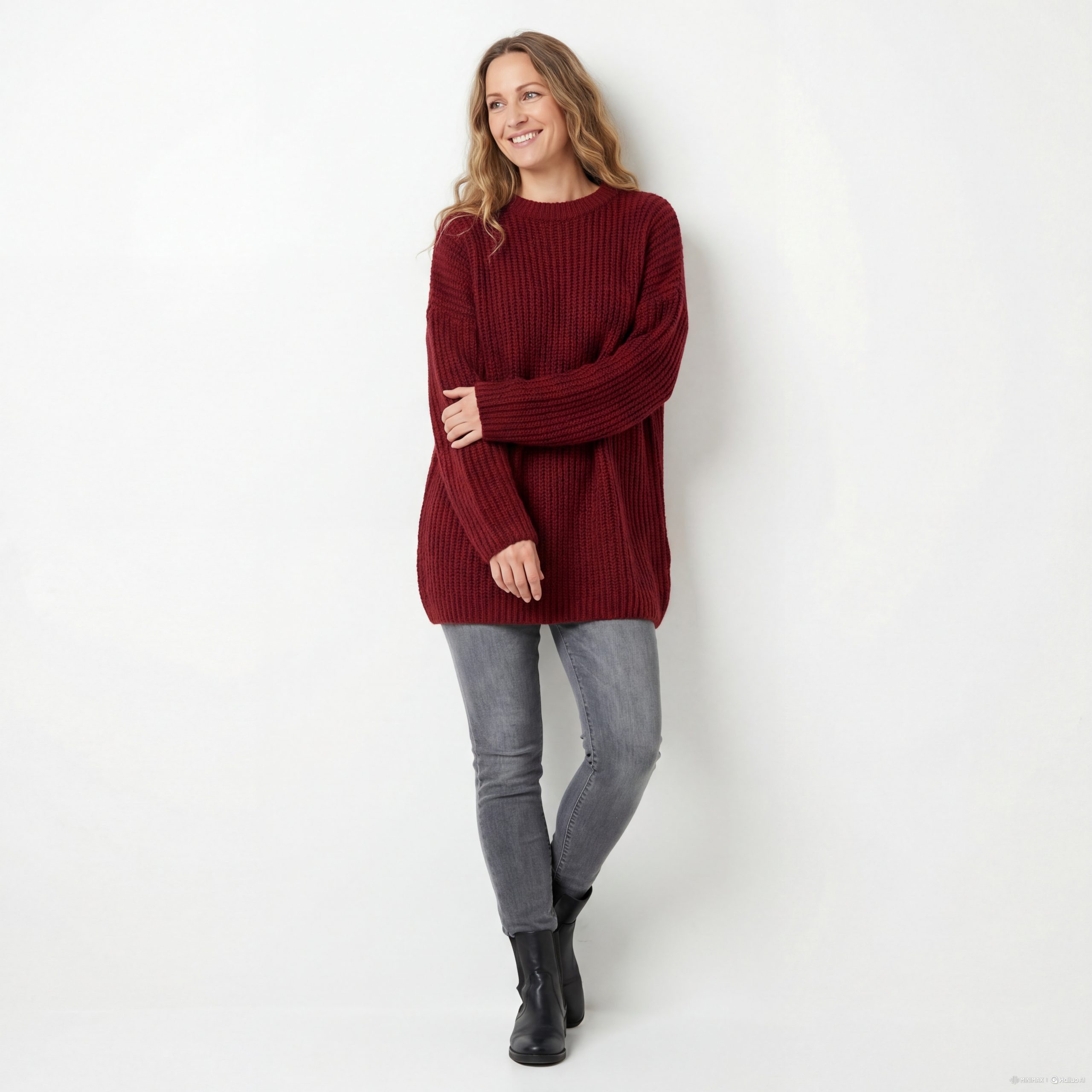 Strickpullover Damen Long Pullover Grobstrick Pulli