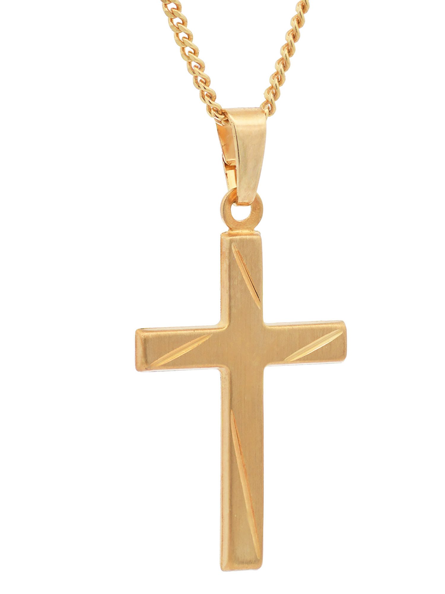 Kreuzanhänger Gold Anhänger Kreuz mit Goldkette massiv 333 - 8 Karat Gold 40 cm