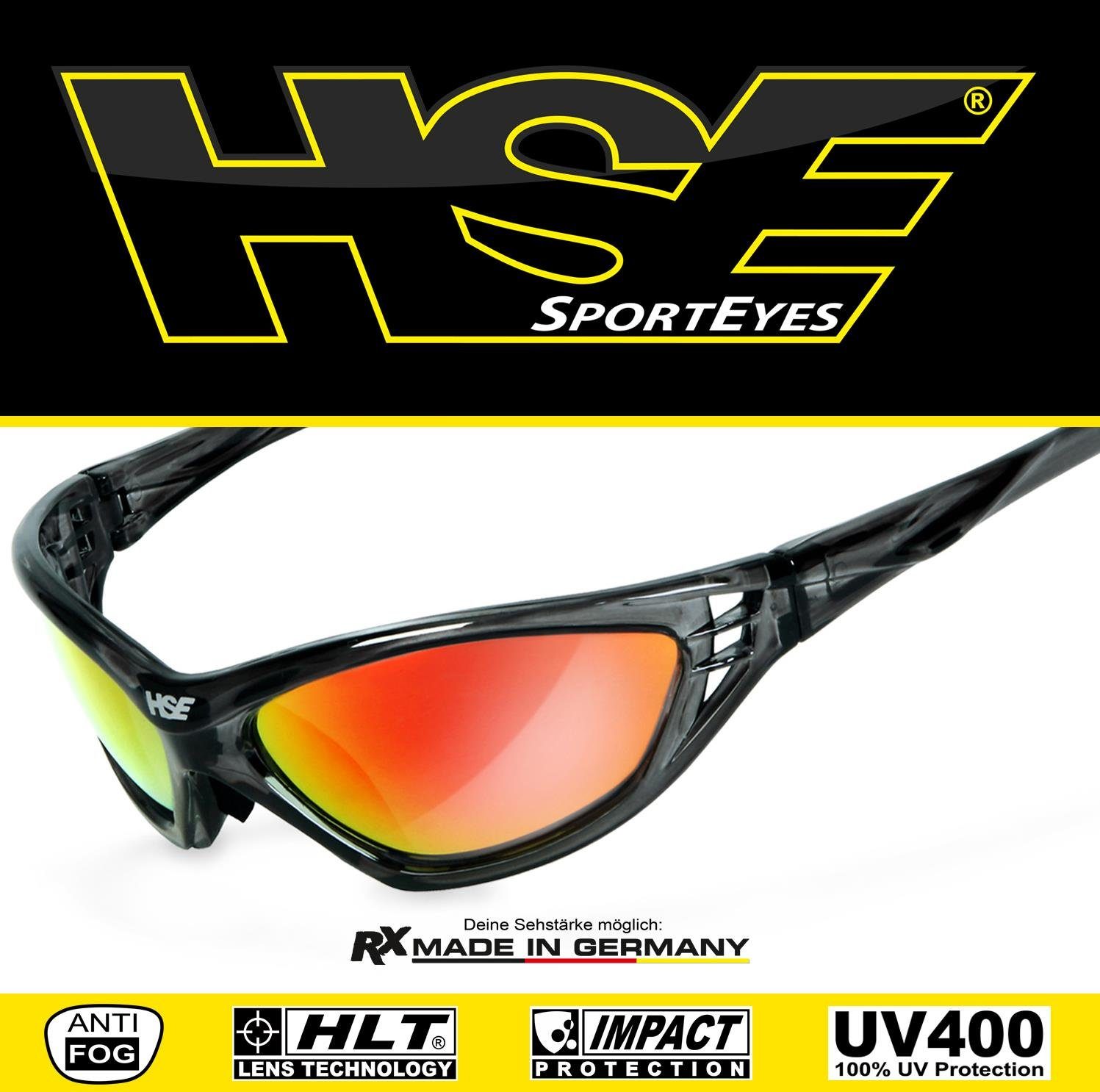 HSE - SportEyes Sportbrille SPEED MASTER 2, Steinschlagbeständig durch Kunststoff-Sicherheitsglas