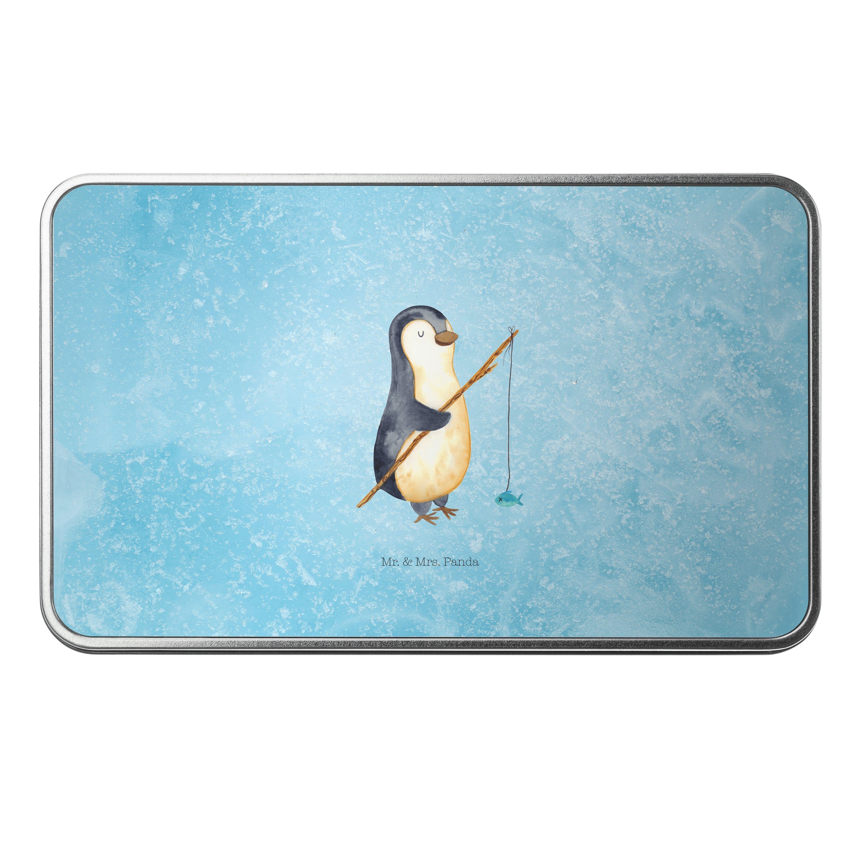 Mr. & Mrs. Panda Dose Pinguin Angler - Eisblau - Geschenk, Urlaub, Motivation, Angelurlaub, (1 St)