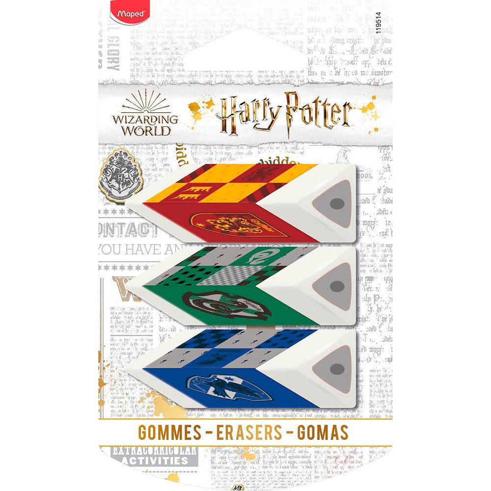 MAPED Maped Kunststoff-Radierer Pyramide HARRY POTTER, 3er Blister Tintenpatrone