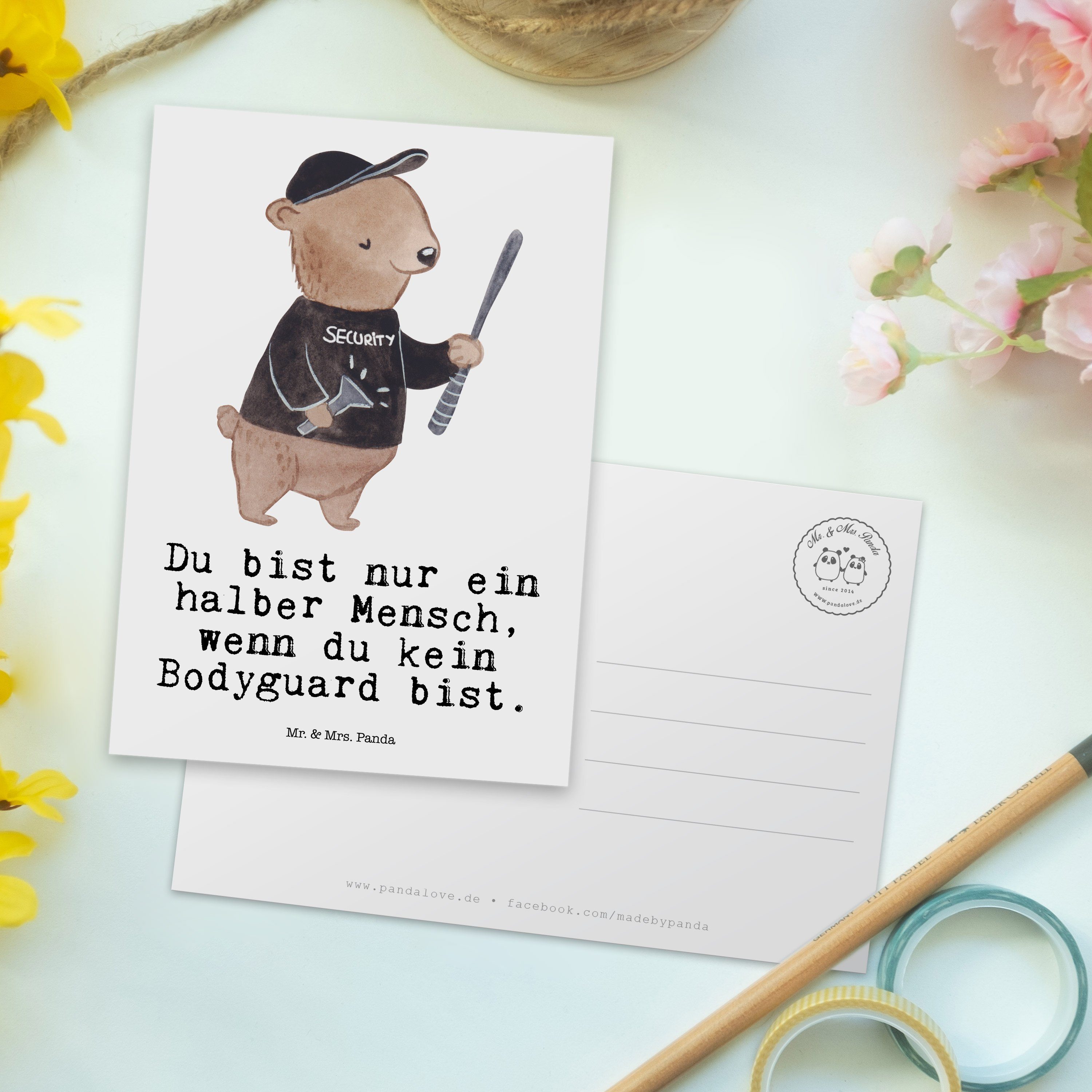 - Herz mit - Mr. Ansichtskarte, Geschenk, Postkarte Mrs. Einladung, Weiß Panda Gesch Bodyguard &