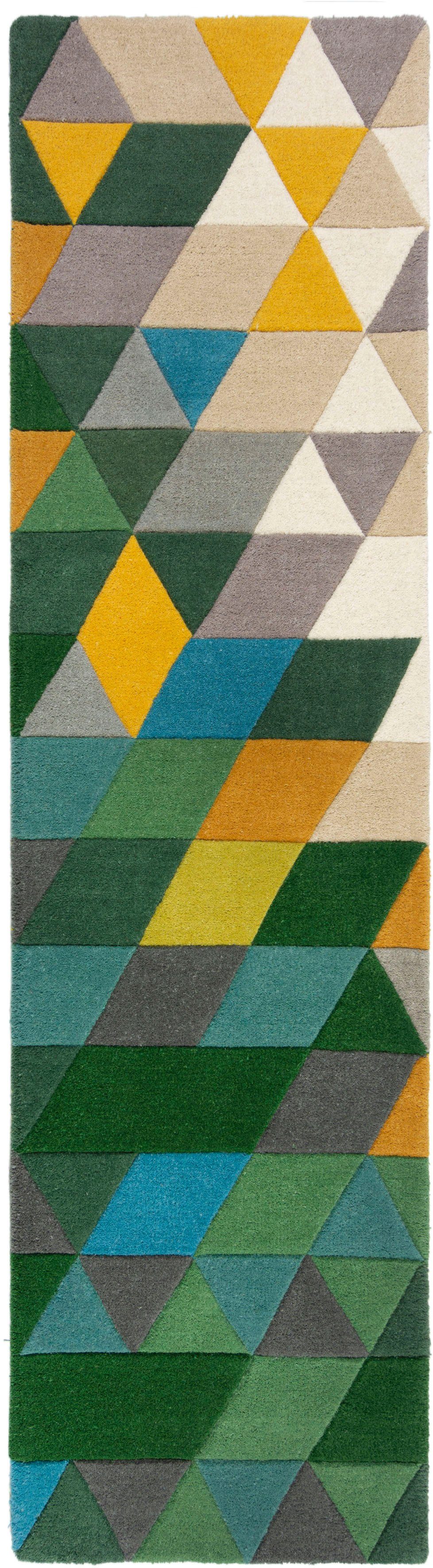 Muster, geometrisches Hoch-Tief-Effekt, rechteckig, mehrfarbig, Höhe: RUGS, FLAIR mm, Läufer Läufer Prism, 10