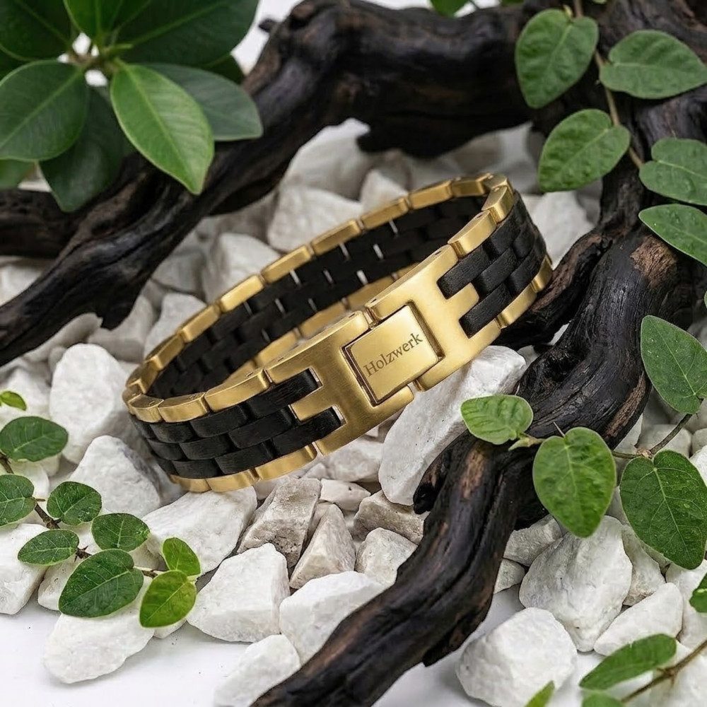 Holzwerk Edelstahlarmband Designer Holz Armband, Armkette Gliederarmband, Holz Unikate inkl. Armbandkürzer, ideal als Geschenk