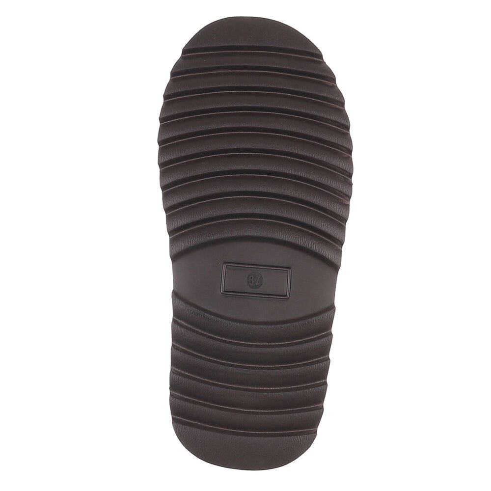 Ital-Design Echtleder Damen Slip-on Plateau Clog mit Profilsohle Snowboots (92392436) Flach Stiefeletten in Braun – Bild 3 von 5