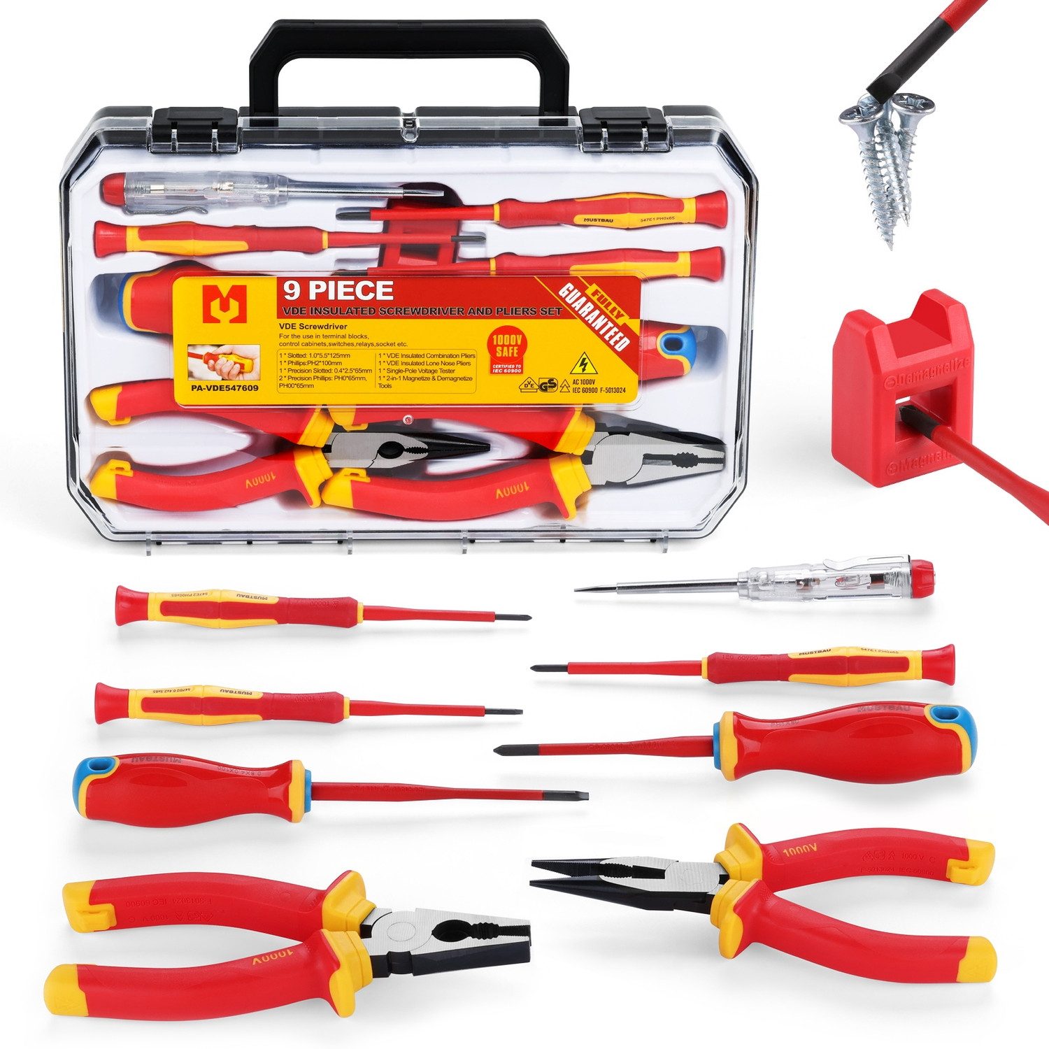 Schraubendreher 9 Pcs VDE Schraubendreher-Satz Schlitz