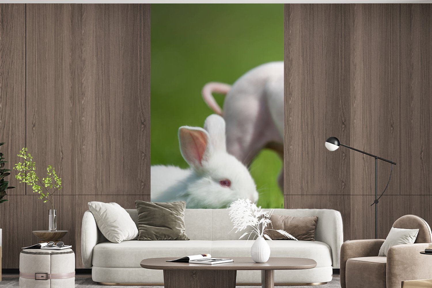 Fototapete Vliestapete Wohnzimmer - Matt, für Tiere, - Küche, MuchoWow Ferkel Fototapete Schlafzimmer bedruckt, (2 St), Kaninchen