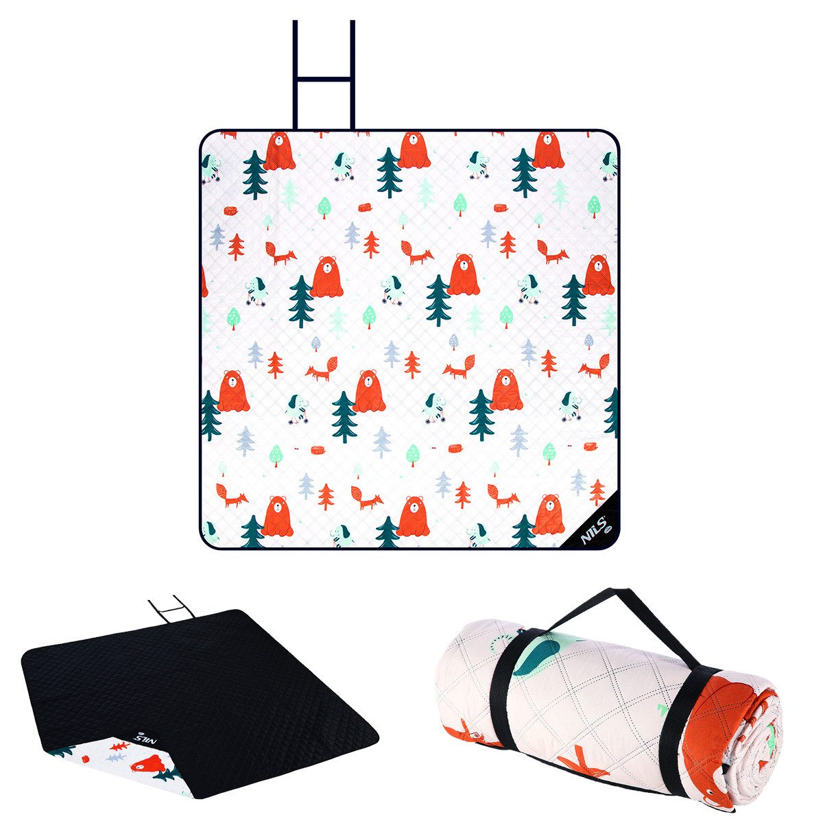 Picknickdecke Kinderdecke WALD 195x200cm Decke Outdoordecke Spieldecke, NILS CAMP