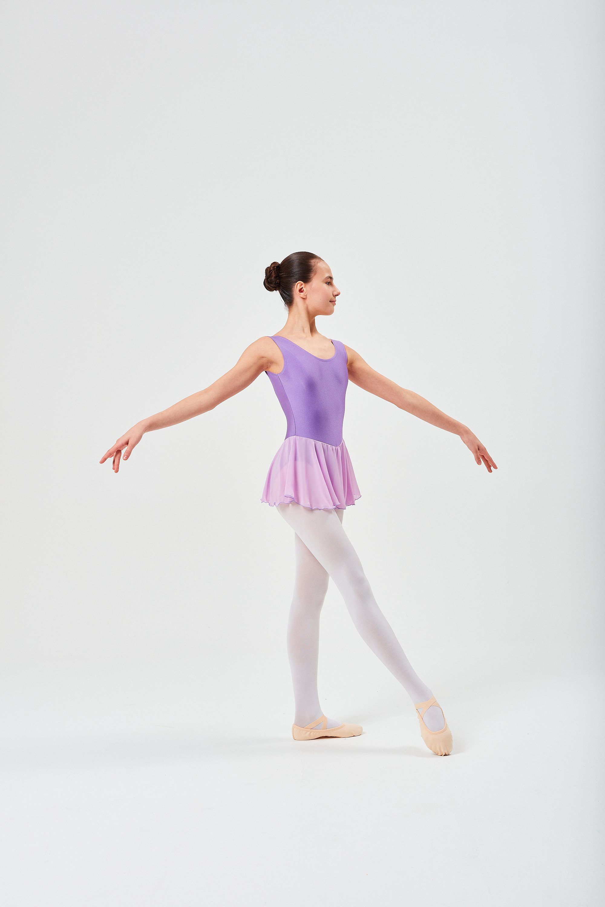 Trikot Lycra Chiffonkleid mit Ballett lavendel tanzmuster Chiffonrock für glänzendem Polly Ballettkleid aus Mädchen