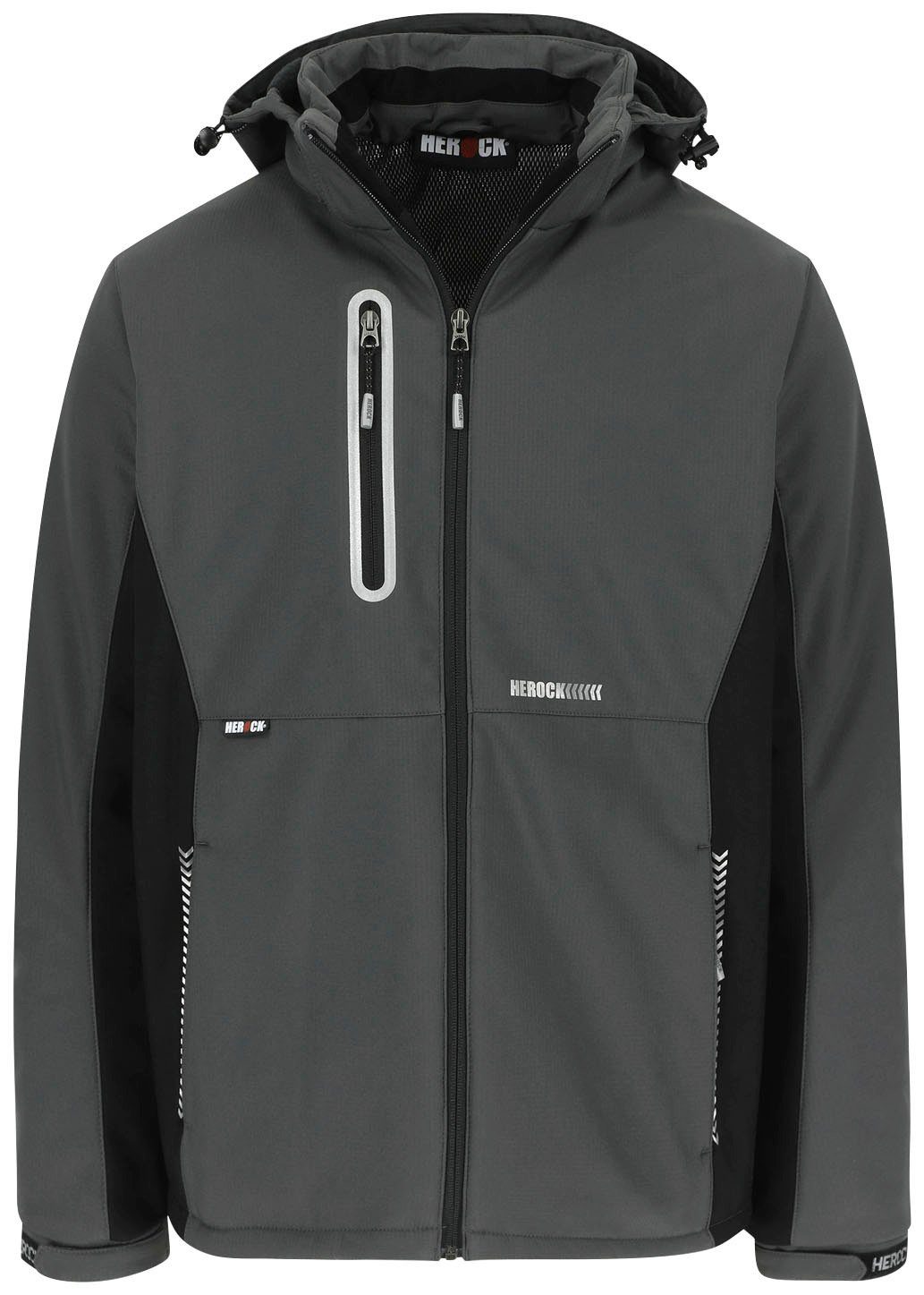 Herock Winterjacke TARIS (mit abtrennbarer Softshell, gepolstert, wasserabweisend grau Kapuze) atmungsaktiv