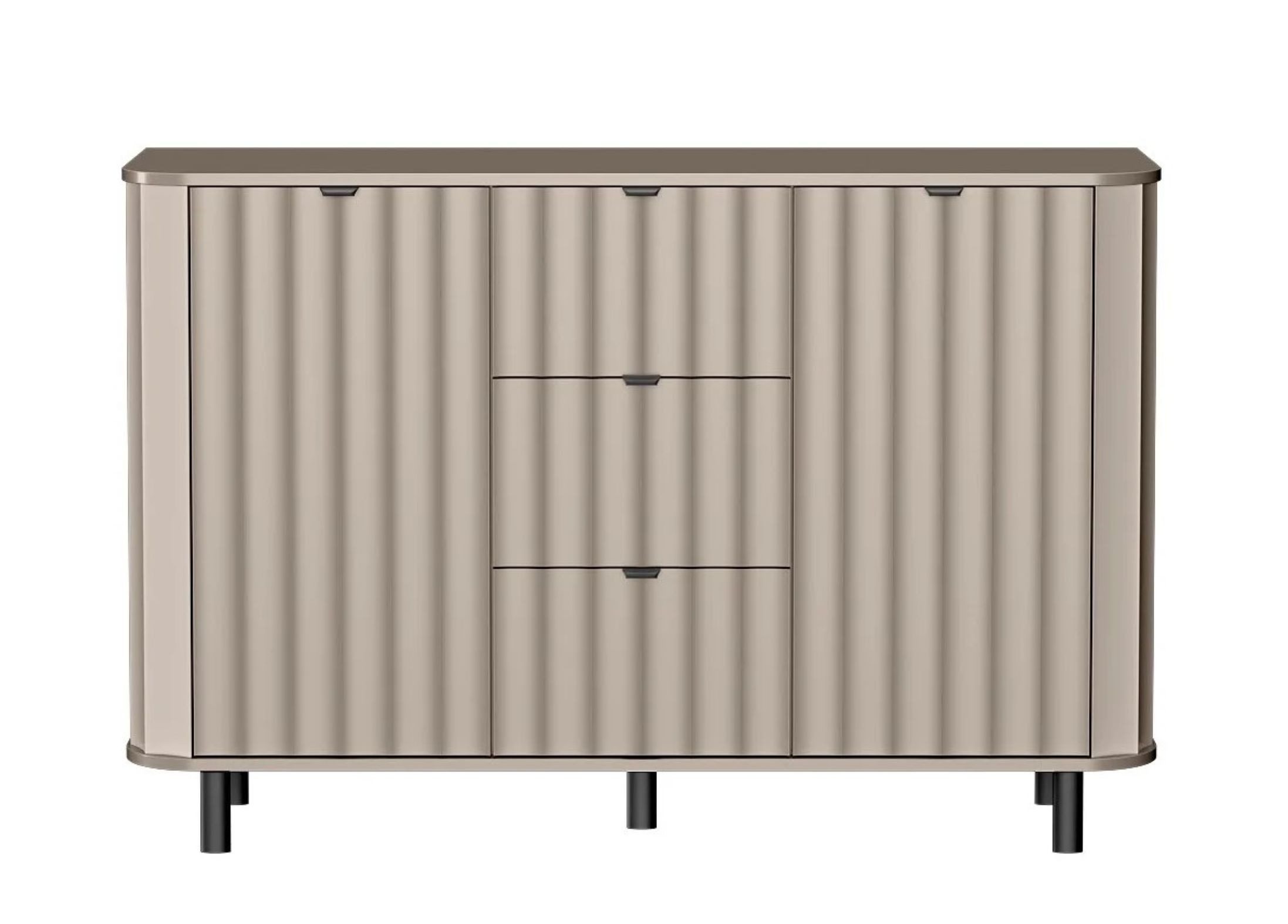 99rooms Kommode Karon (Sideboard, Highboard, Schubladenkommode), Stilvolles Design, Griffe und Füße Metall, Soft-Close-Funktion