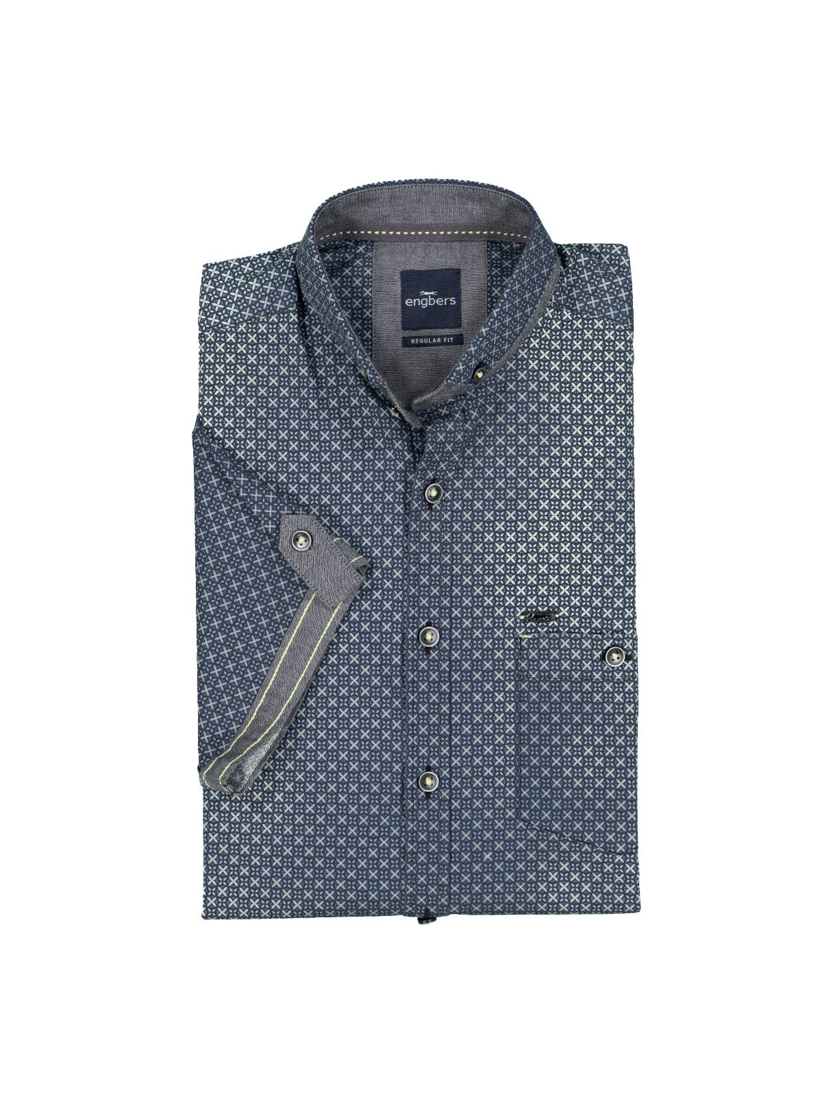 Engbers Kurzarmhemd engbers Herren Kurzarm-Hemd gemustert, Hellgruen günstig online kaufen