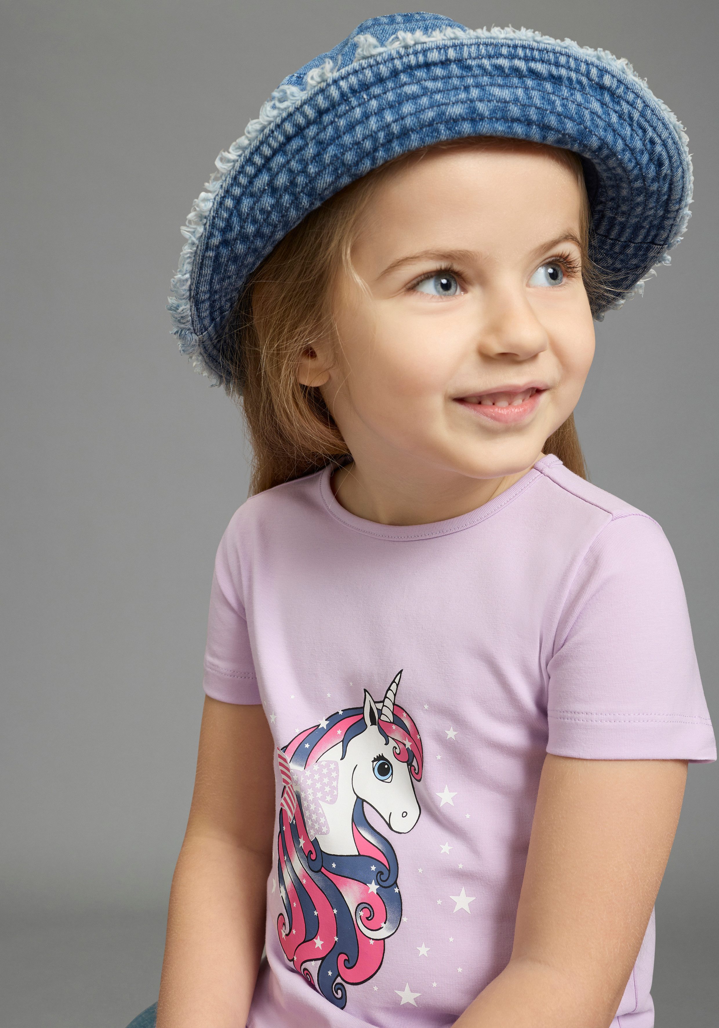 KIDSWORLD Jerseykleid mit Einhorn aus Baumwolle und Elasthan, kurzärmelig
