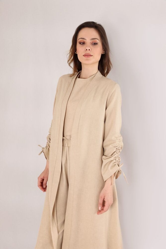 fashionshowcase Blusenkimono Damen Oversize-Kimono in Leinenoptik günstig online kaufen