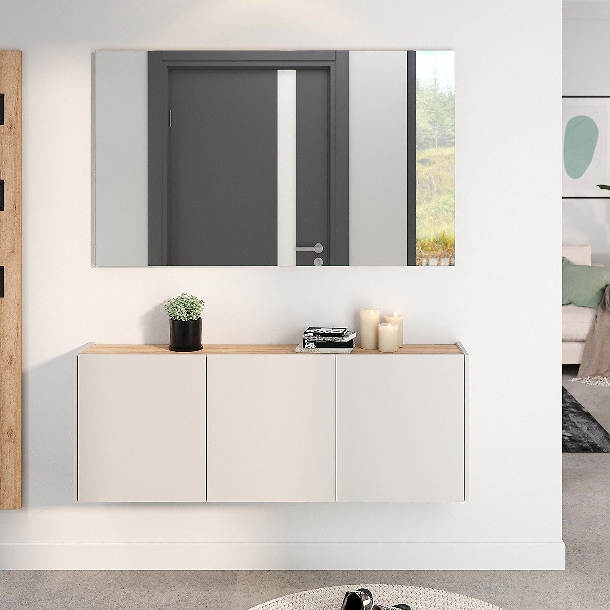 GERMANIA Garderoben-Set GW-Libbiano, (2-St), Garderoben-Set bestehend aus Schuhschrank und Spiegel