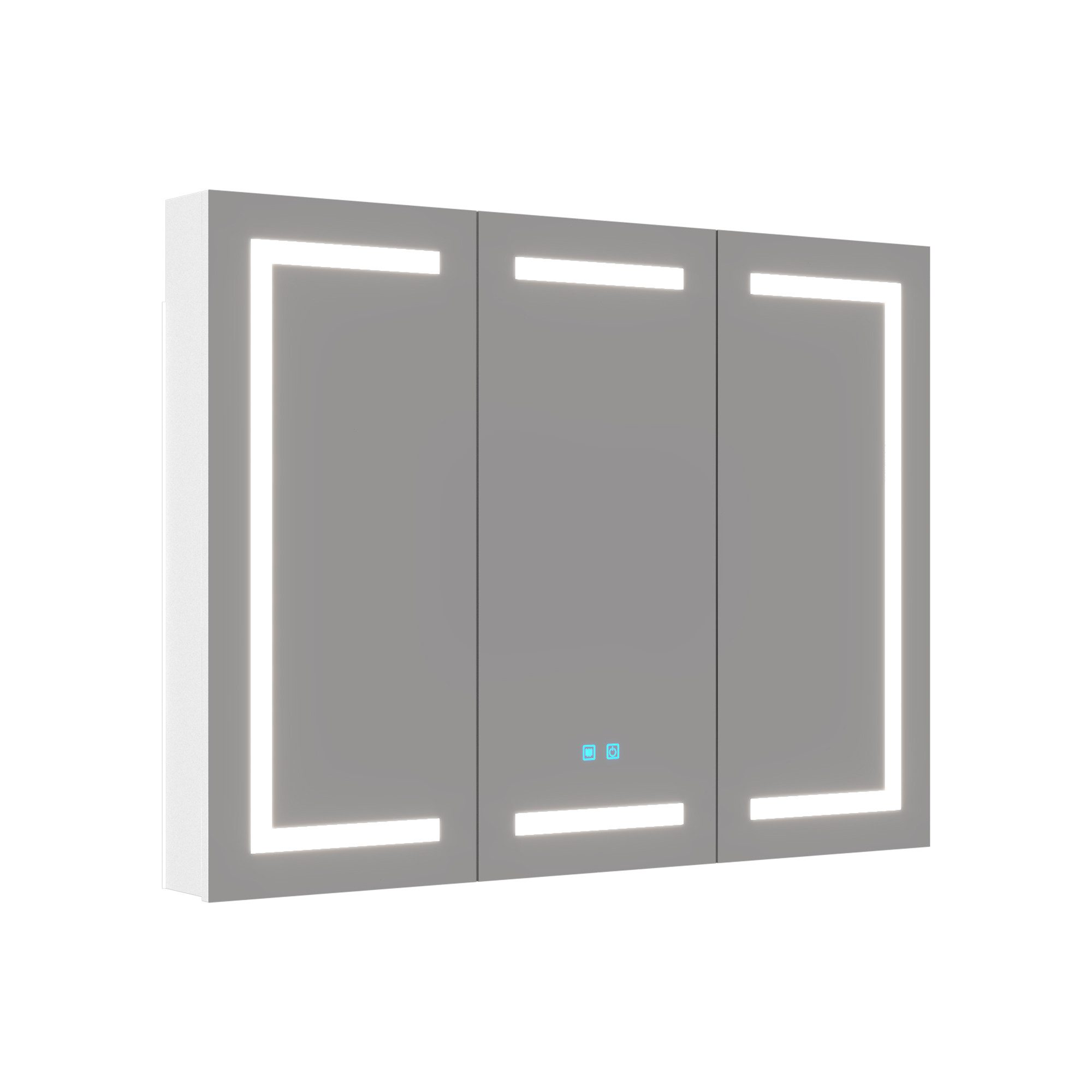 FUFU&GAGA Badezimmerspiegelschrank LED-Spiegelschrank mit 3 Türen, Weiß, MD günstig online kaufen