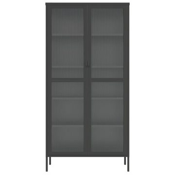 furnicato Sideboard Highboard Schwarz 85x40x180 cm Glas und Stahl