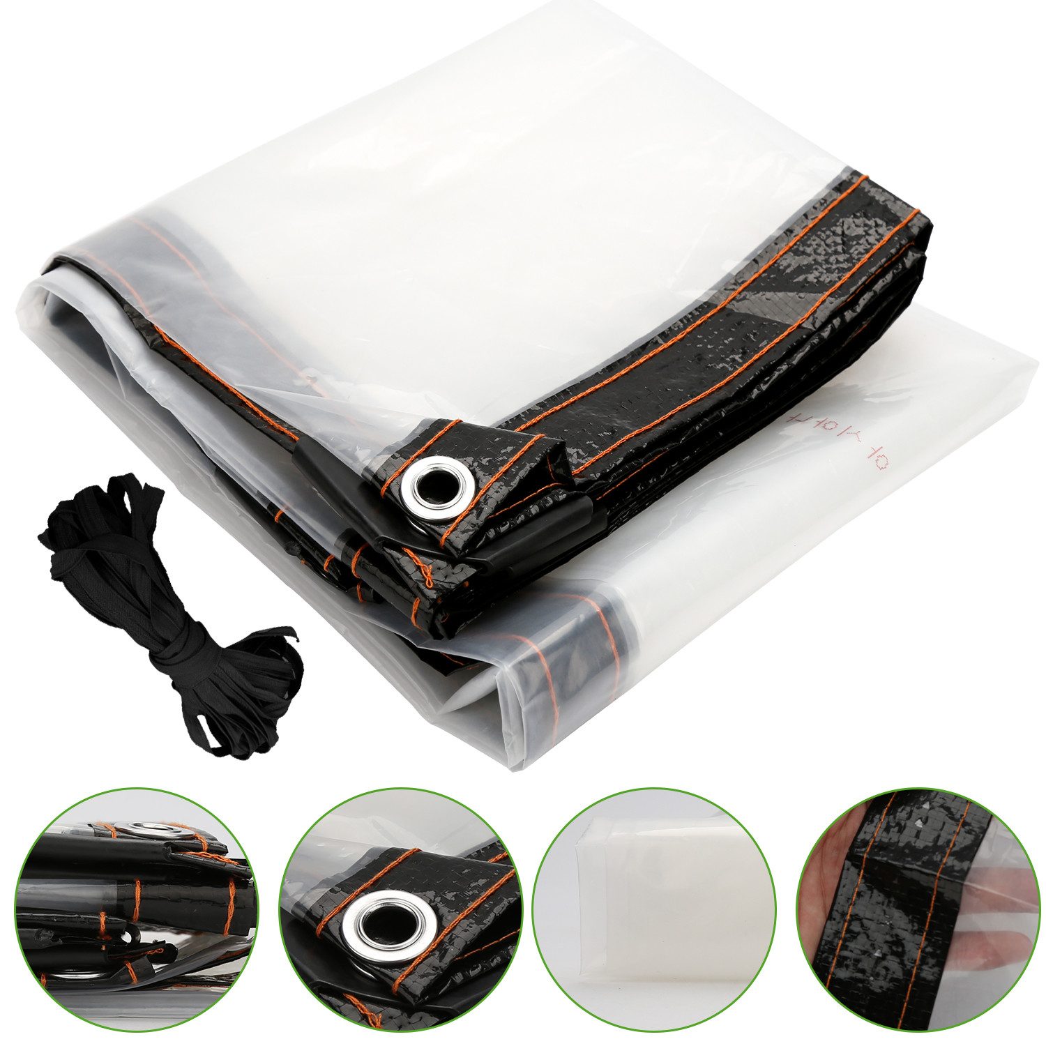 Clanmacy Schutzplane Abdeckplane wasserdicht, mit Ösen Transparente Plane Schutzplane