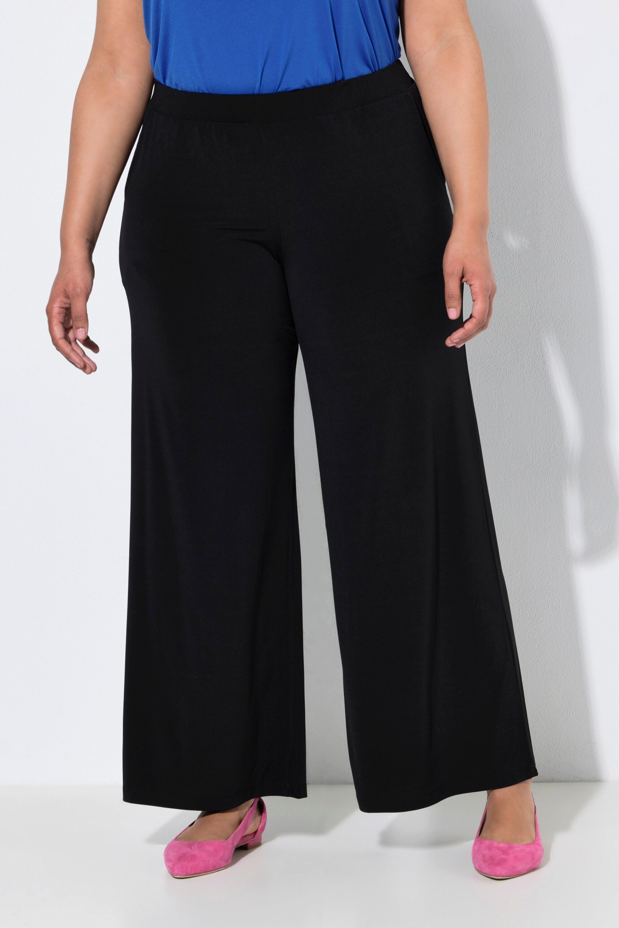 Ulla Popken Funktionshose Jersey-Marlenehose extraweites Bein Elastikbund