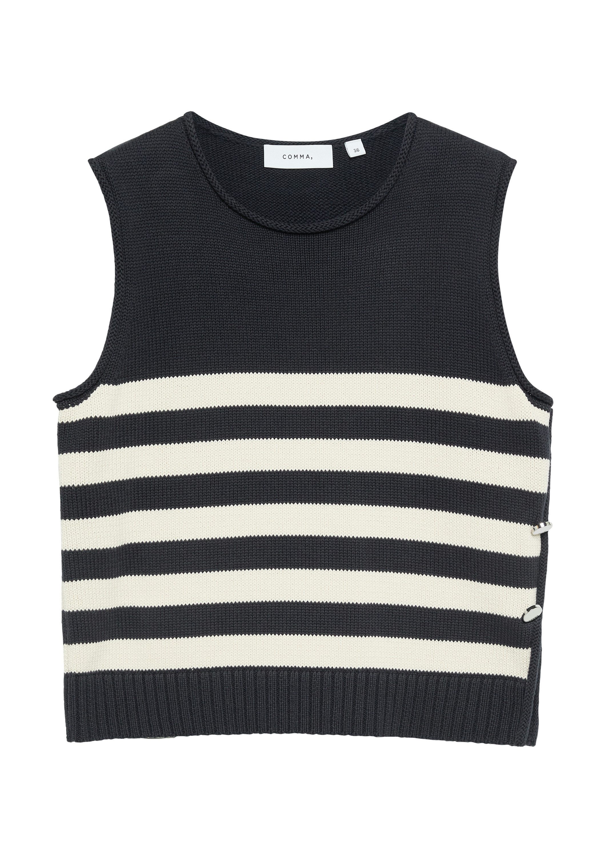 comma Rundhalspullover Strickpullunder Stricktop mit Zierknöpfen