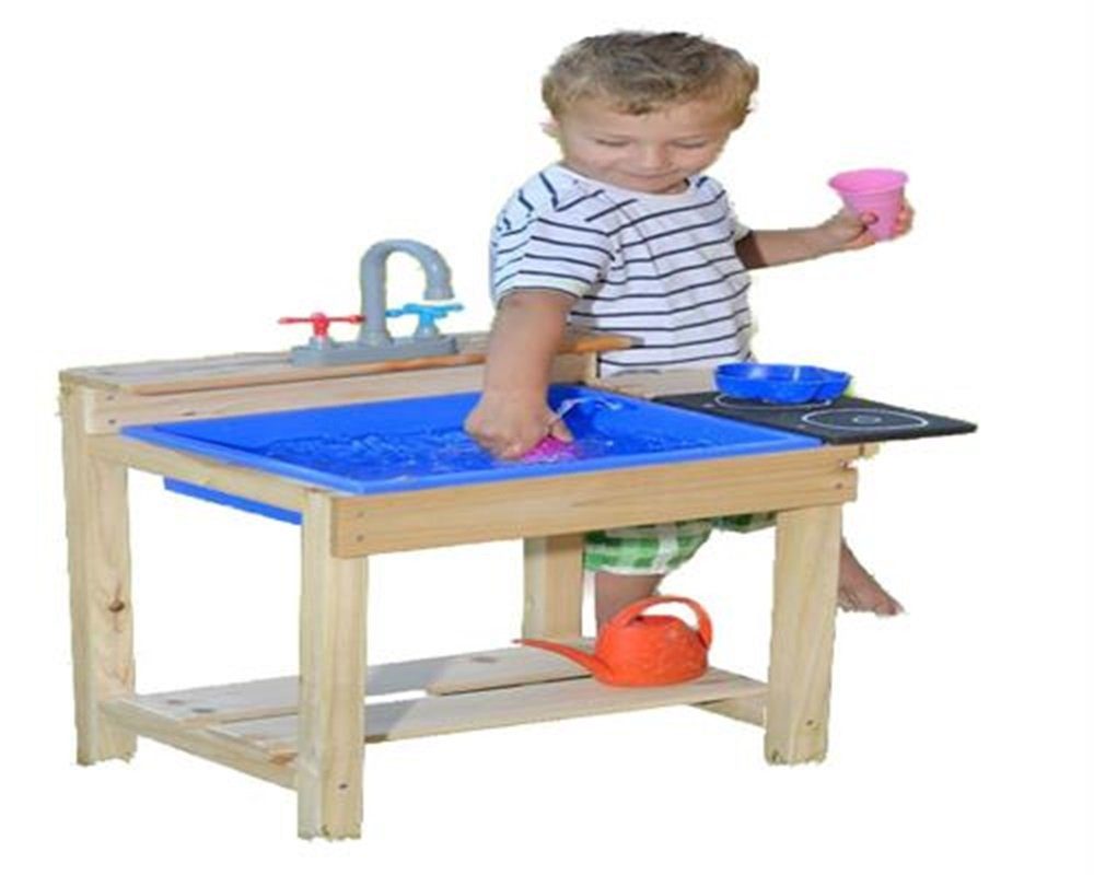 GASPO Outdoor-Spielküche Spieltisch Spielküche Wassertisch Sandtisch Outdoorkücke 31088, aus Fichte
