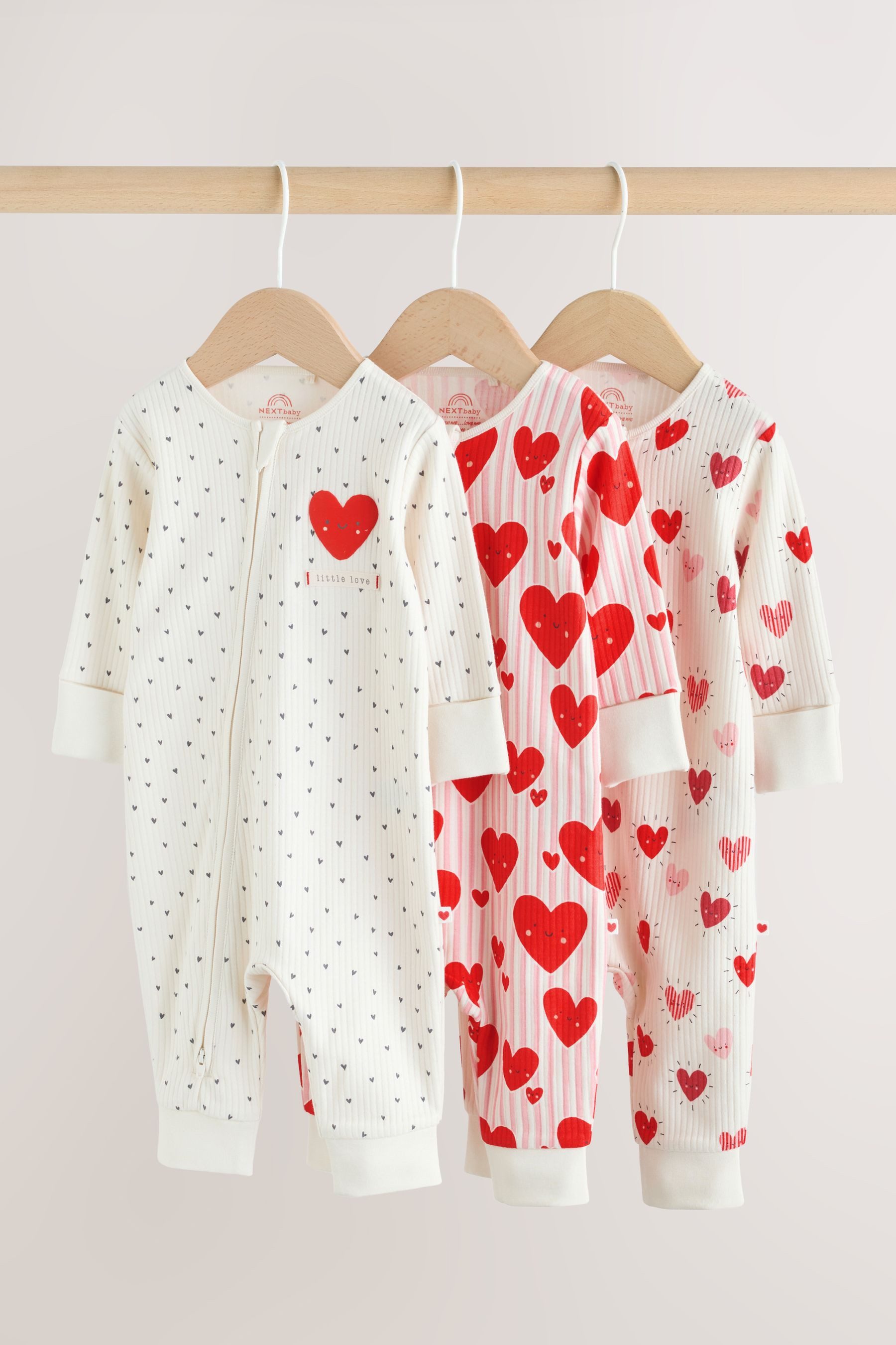 Next Schlafoverall Babyschlafanzüge mit Zweiwege-RV, 3er-Pack (3-tlg)