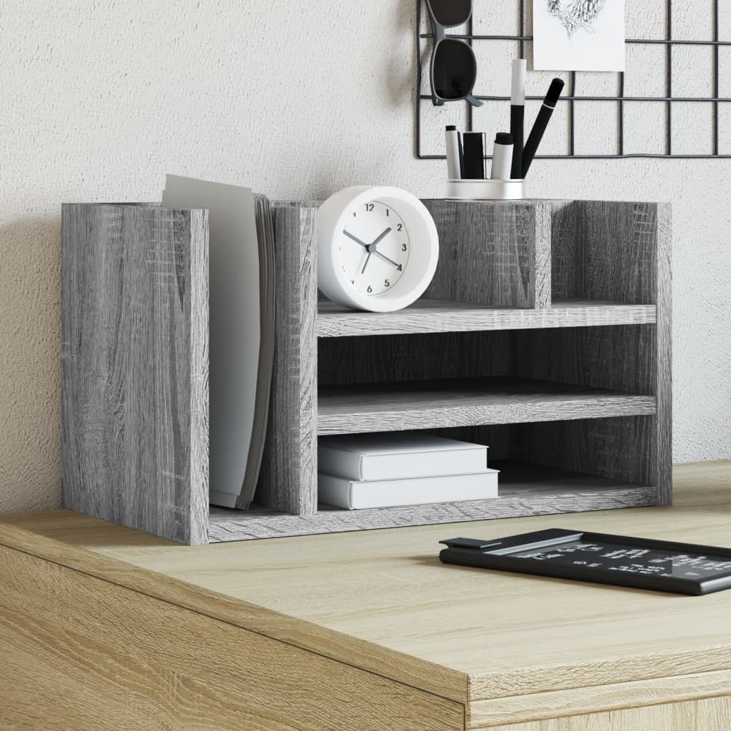 vidaXL Organizer Schreibtisch-Organizer Grau Sonoma 44,5x24x25 cm Holzwerkstoff