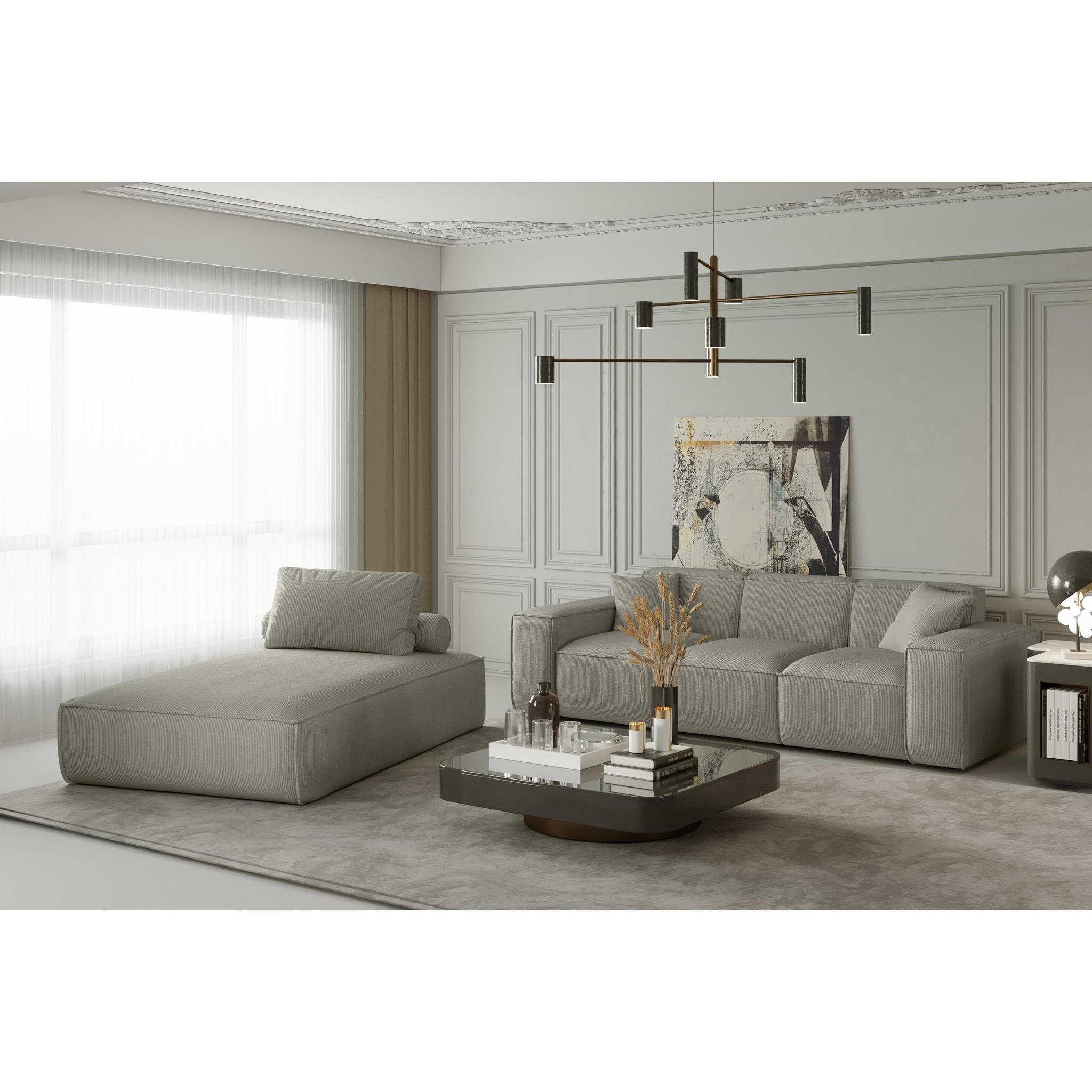 Beautysofa Relaxliege Lugano, mit Wellenfedern, Cord- oder Velvetstoff, gepolstert Lounge Sessel modern, mit zwei Kissen