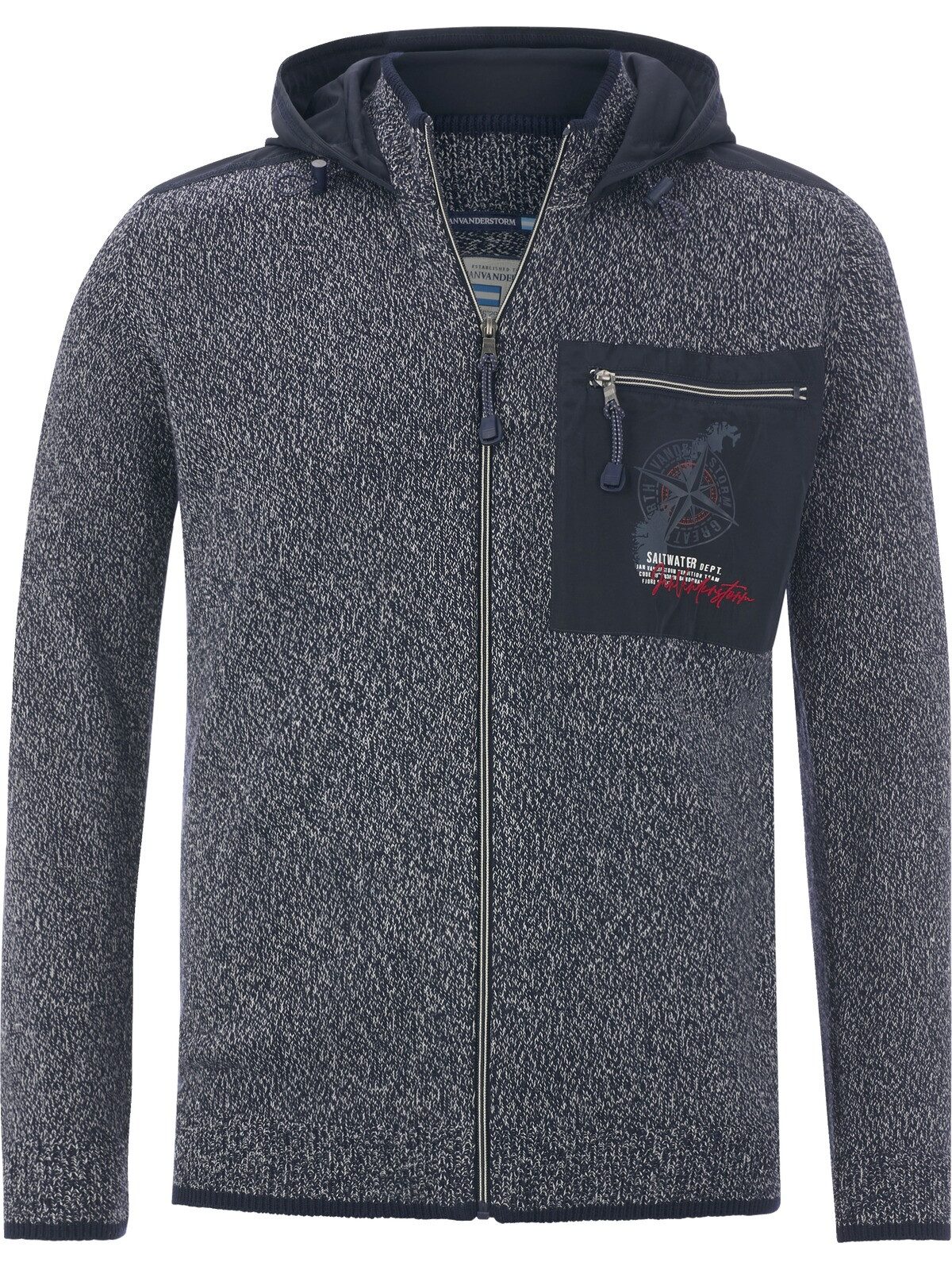 Jan Vanderstorm Kapuzenstrickjacke DJARKE mit kernigem Melangelook
