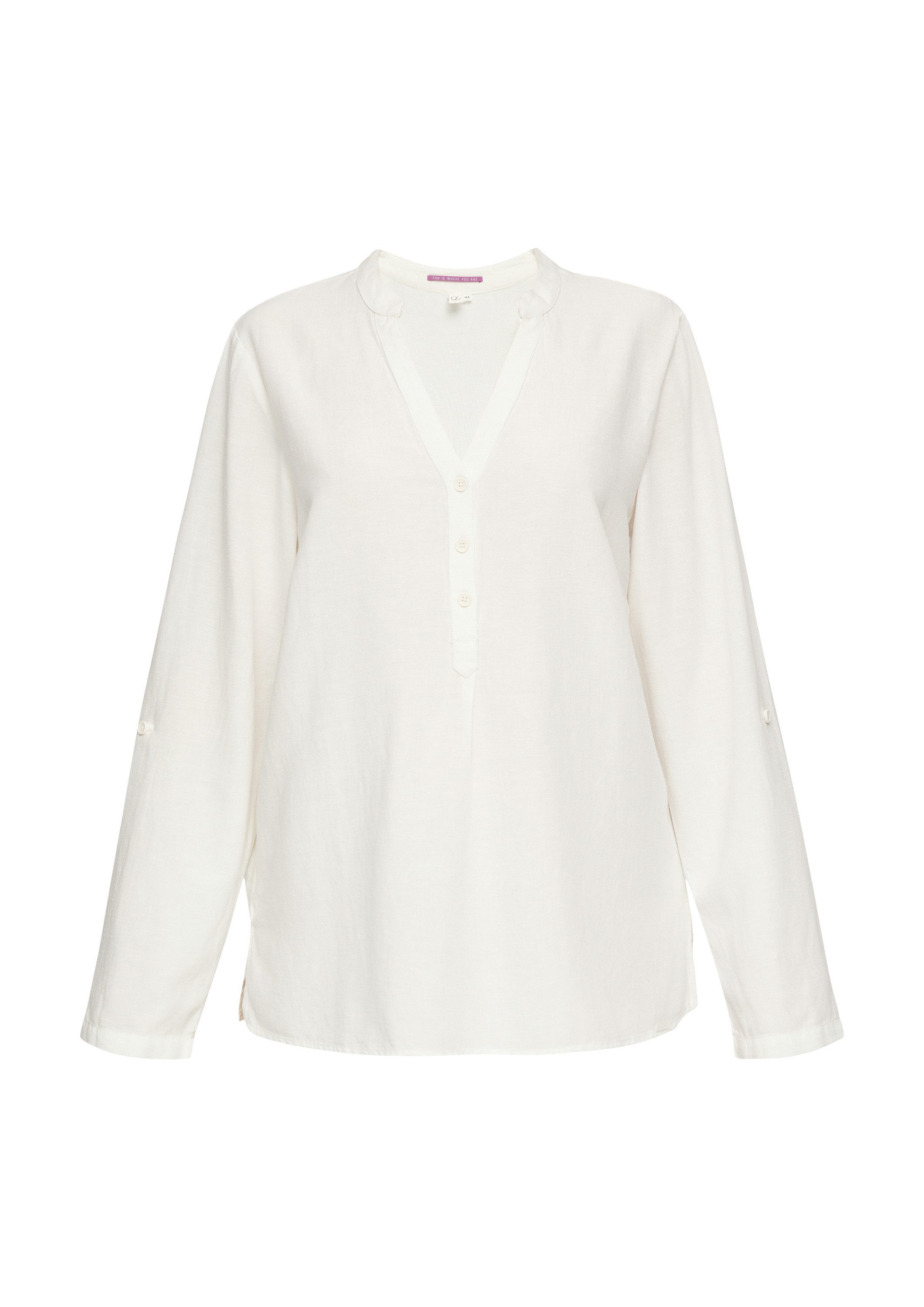 QS Langarmbluse Bluse Bluse mit Stehkragen und Knopfleiste