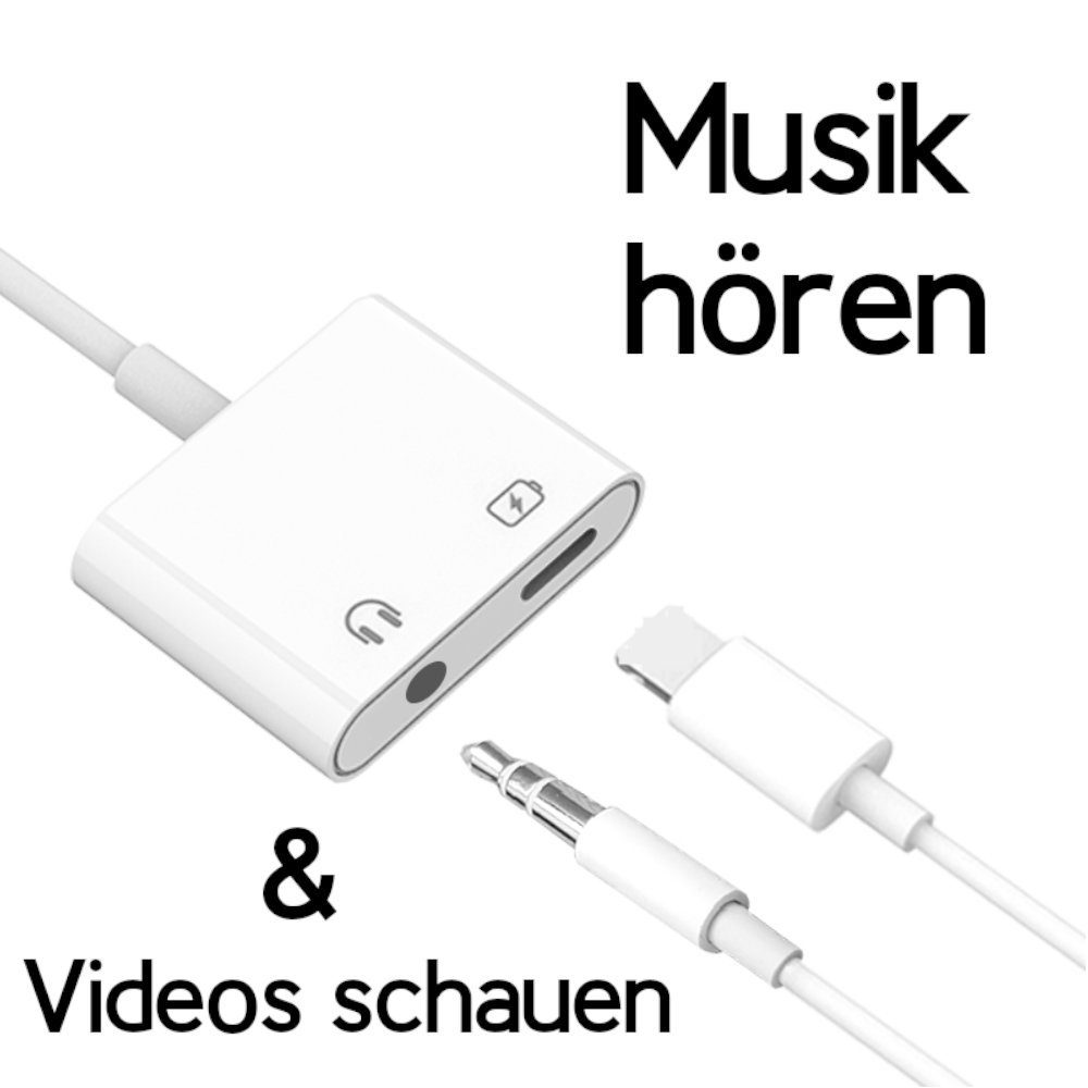 TradeNation Apple IPhone Lightning Audio Adapter Splitter Klinke Aux Kopfhörer Smartphone-Adapter Lightning zu 3,5-mm-Klinke, Lightning, Lightning Adapter