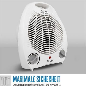 Güde Heizlüfter mit schneller Erwärmung, 2000 W, Stufenloser Thermostat, Überhitzungs- und Kippschutz, Tragegriff