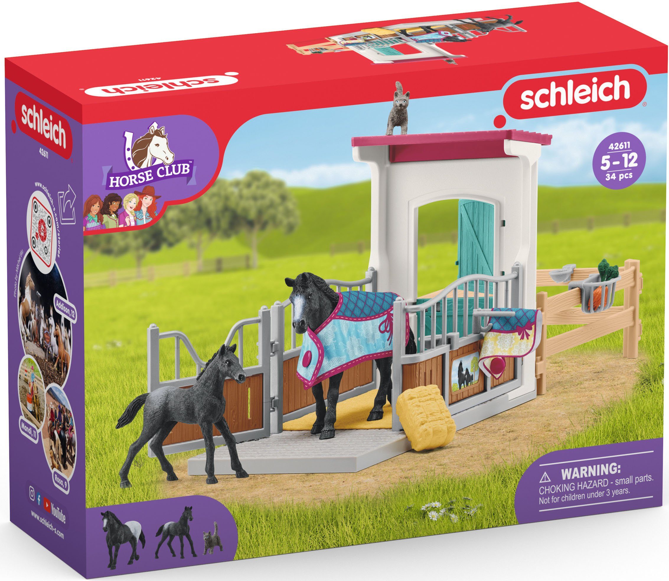 Schleich® Spielwelt HORSE CLUB, Fohlen (42611) Pferdebox mit Stute und