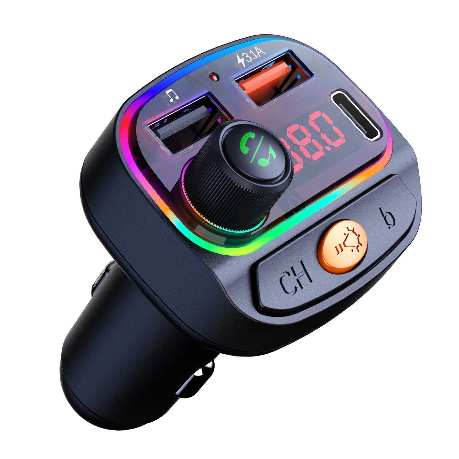 Bluetooth 5,0 FM Transmitter QC3.0 Auto MP3 Player USB Ladegerät Adapter mit LED 
